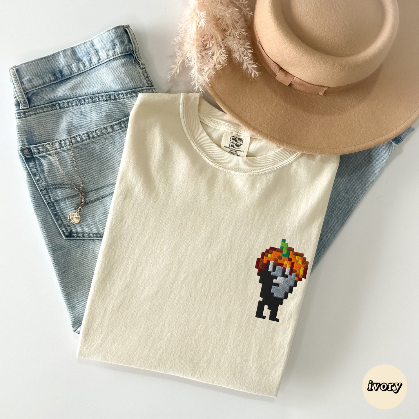 Embroidered Pumpkin Hat Krobus Tee
