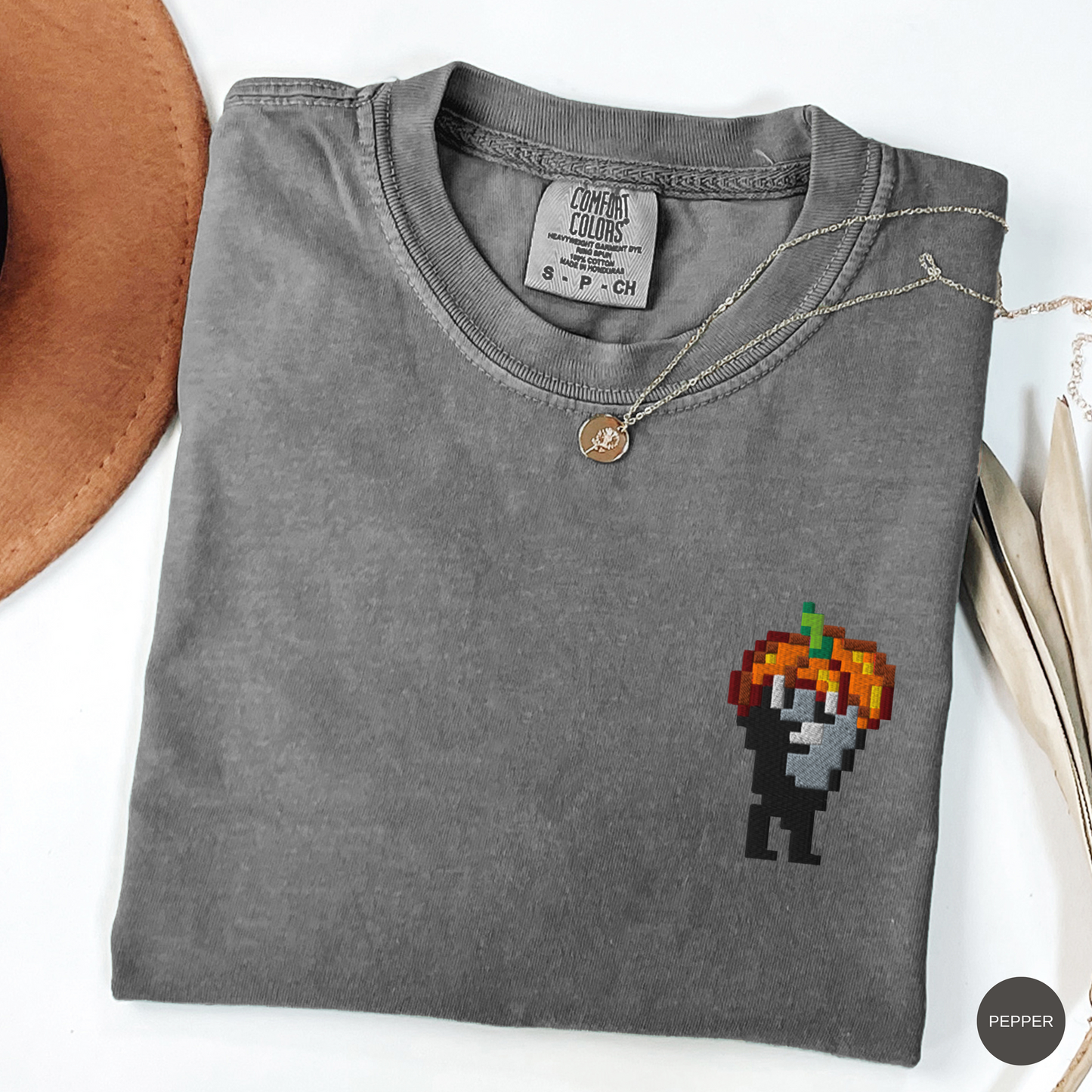 Embroidered Pumpkin Hat Krobus Tee