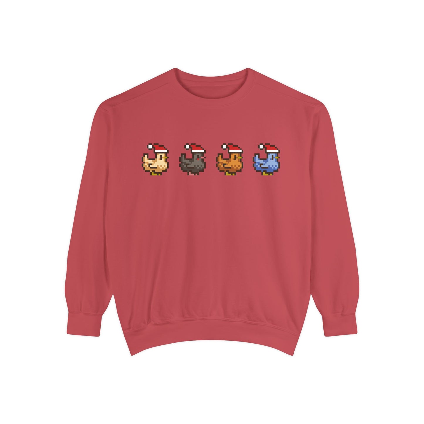 Stardew Valley Inspired Christmas Pixel Chickens Sweatshirt | Comfort Colors®