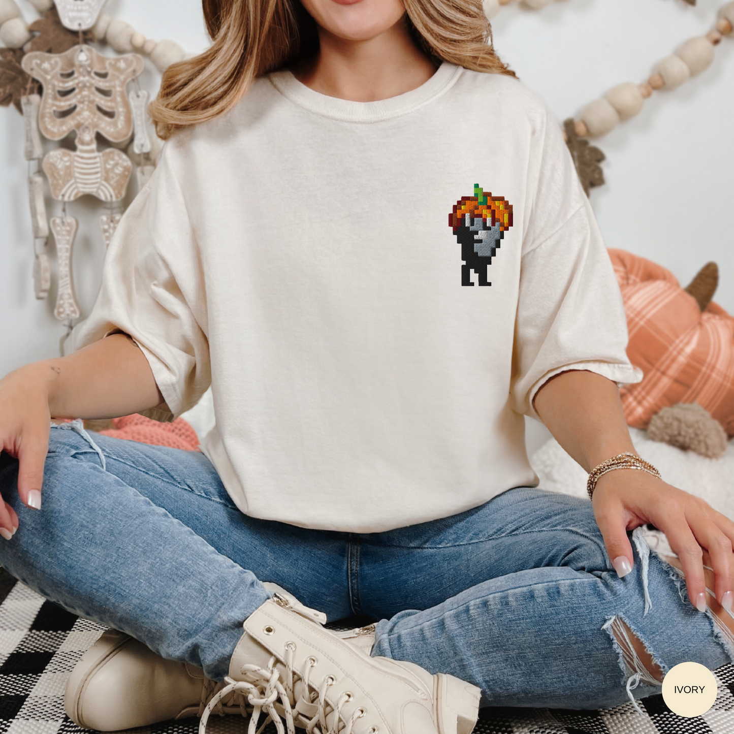 Embroidered Pumpkin Hat Krobus Tee