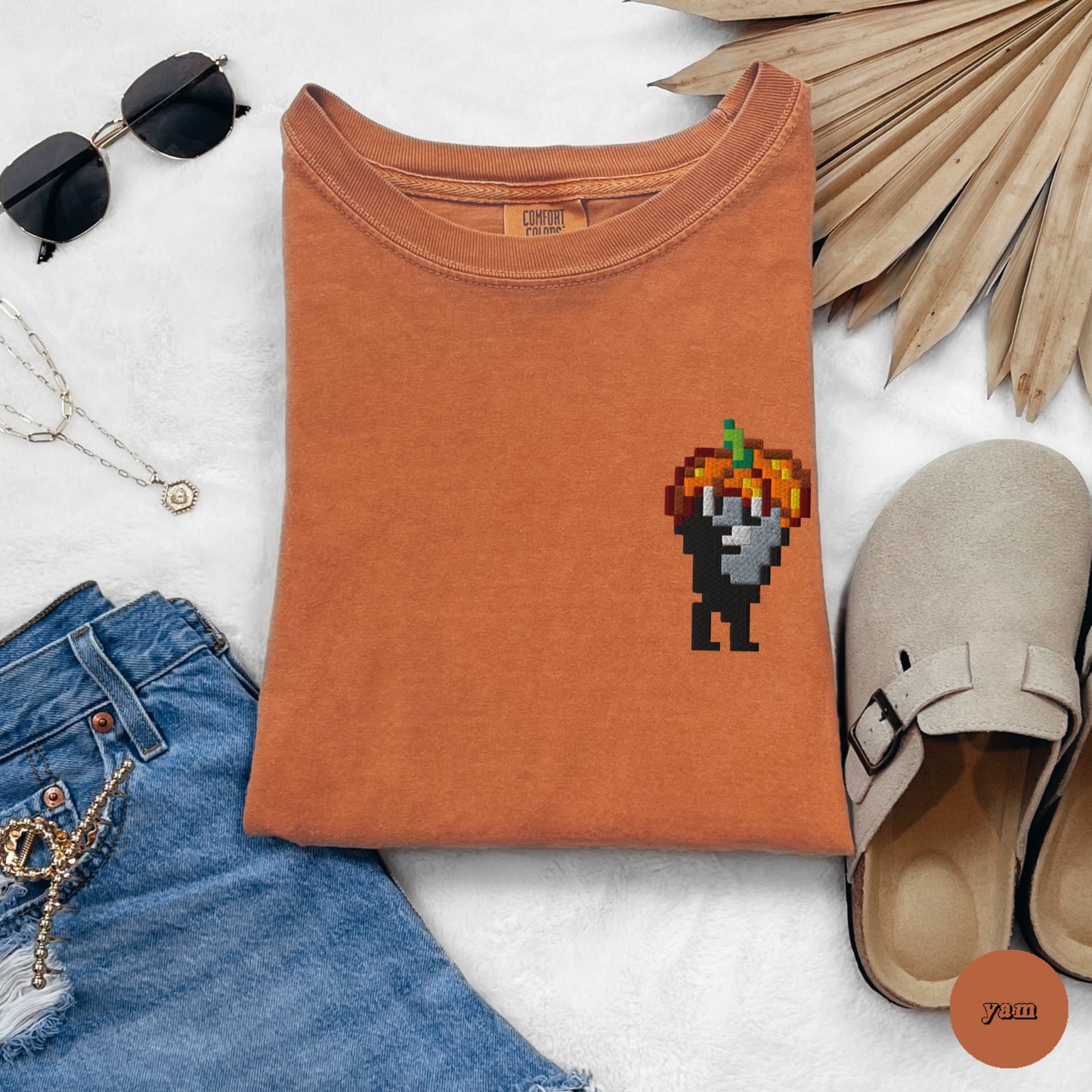 Embroidered Pumpkin Hat Krobus Tee