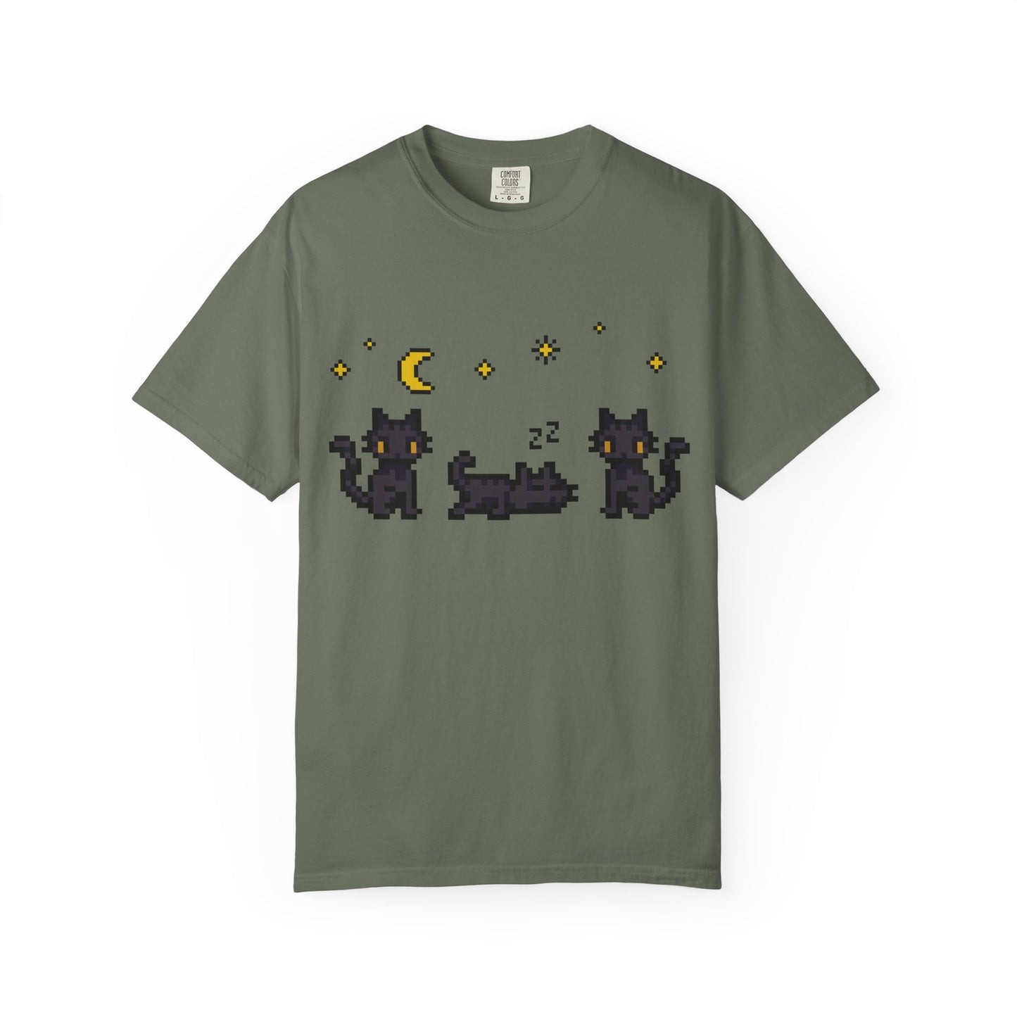 Black Cat Night Pixel Tee