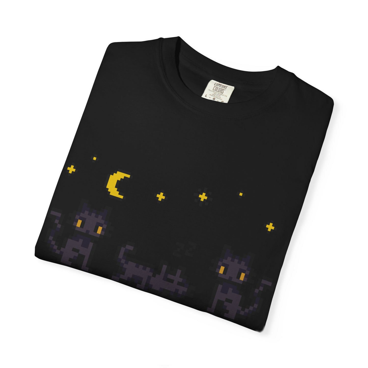 Black Cat Night Pixel Tee