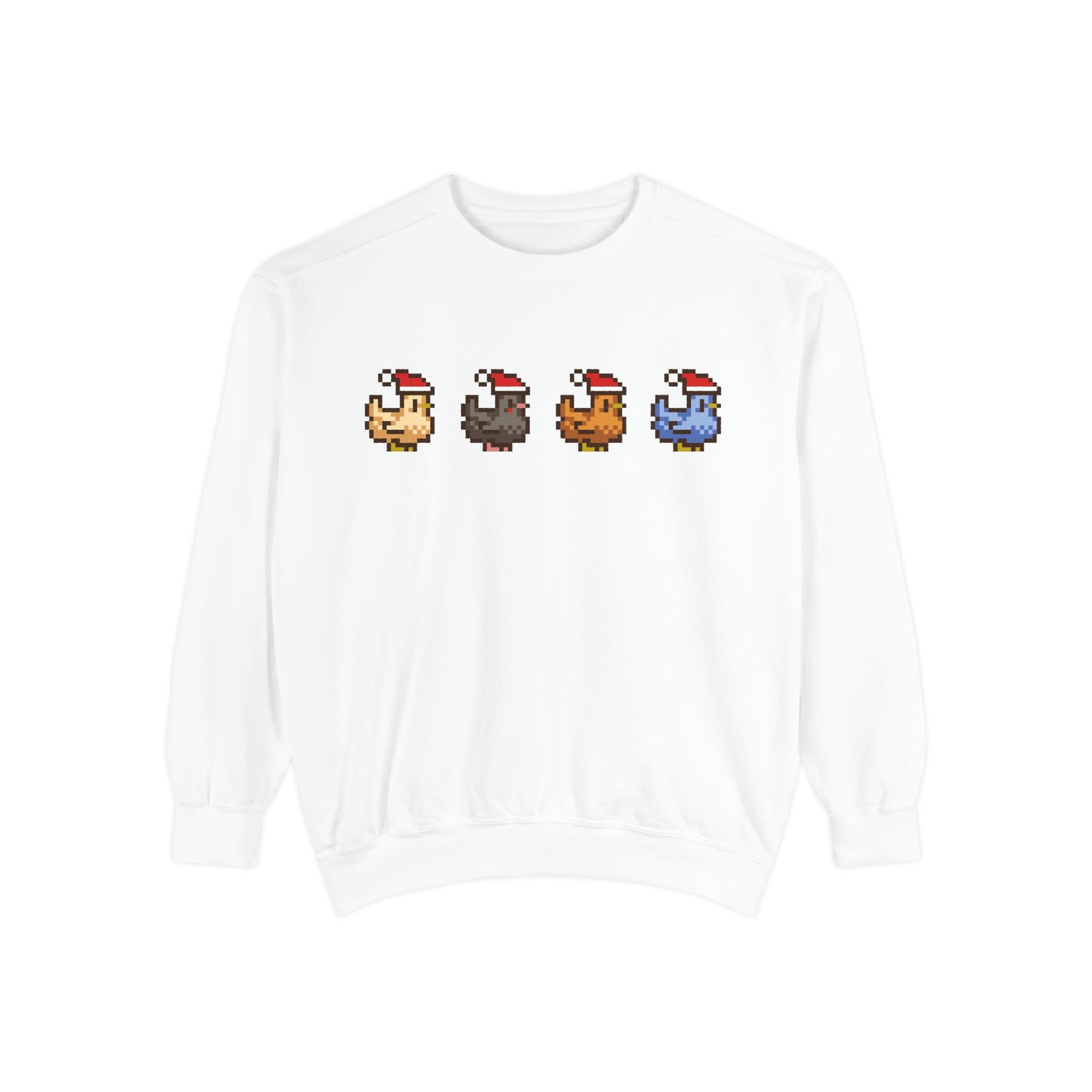 Stardew Valley Inspired Christmas Pixel Chickens Sweatshirt | Comfort Colors®