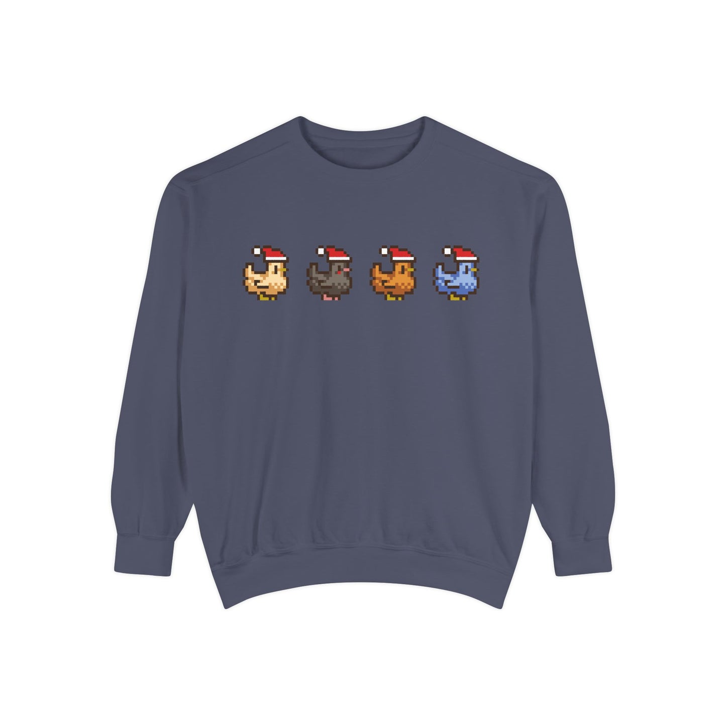 Stardew Valley Inspired Christmas Pixel Chickens Sweatshirt | Comfort Colors®