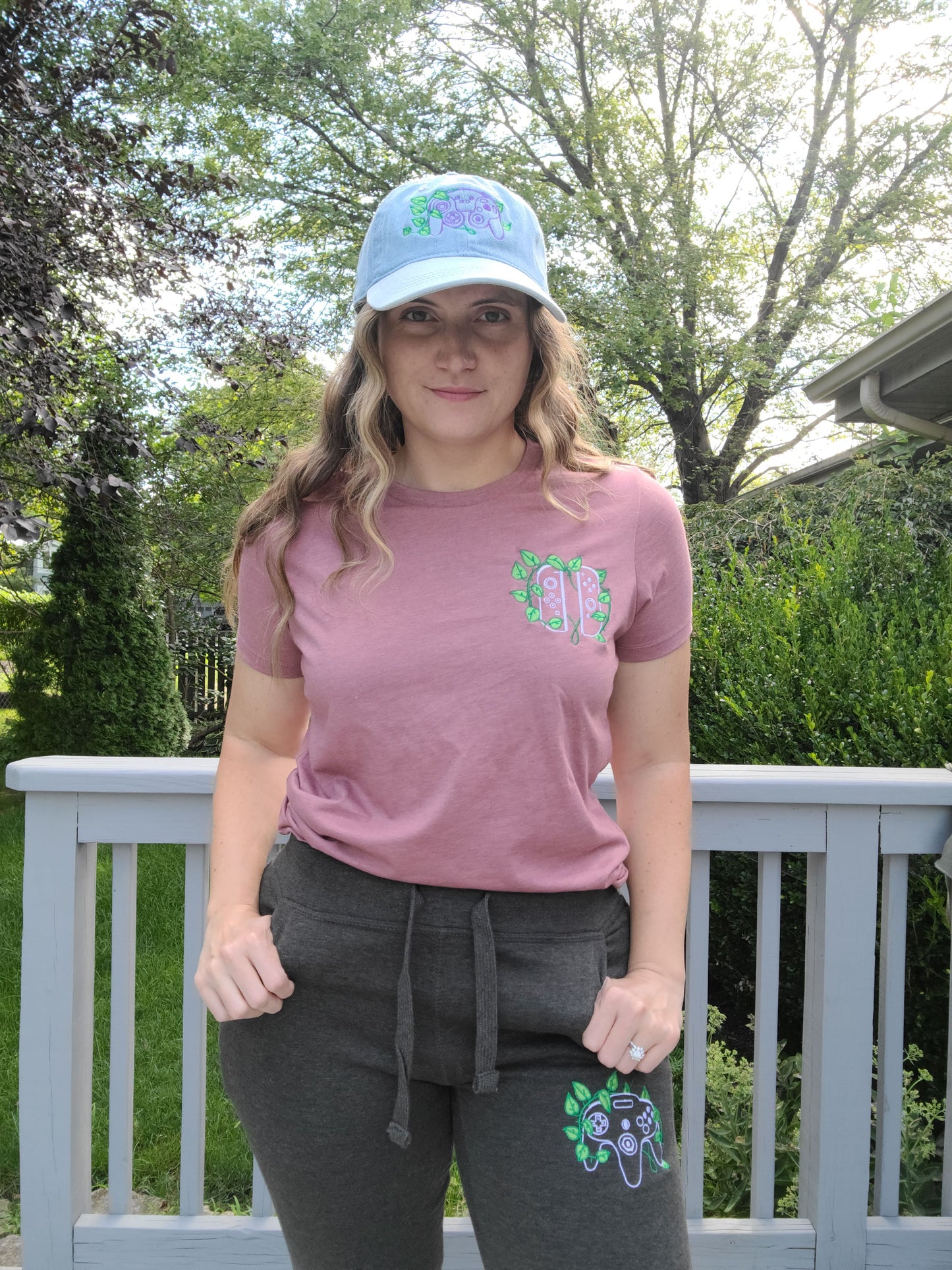 Joy Con Leaf Embroidered Women's T-Shirt