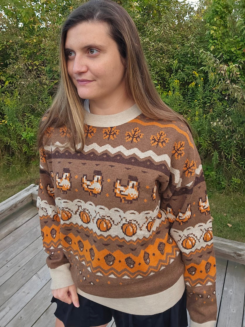 Fall Pixel Chicken Sweater