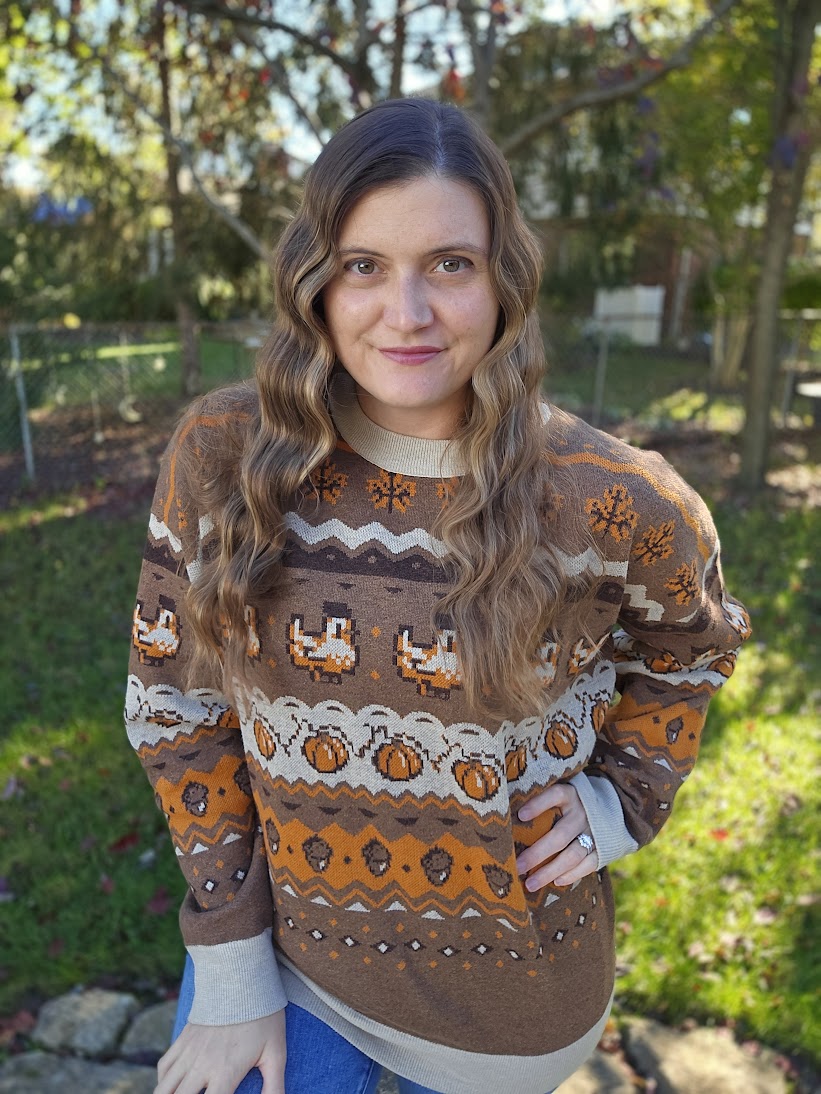 Fall Pixel Chicken Sweater