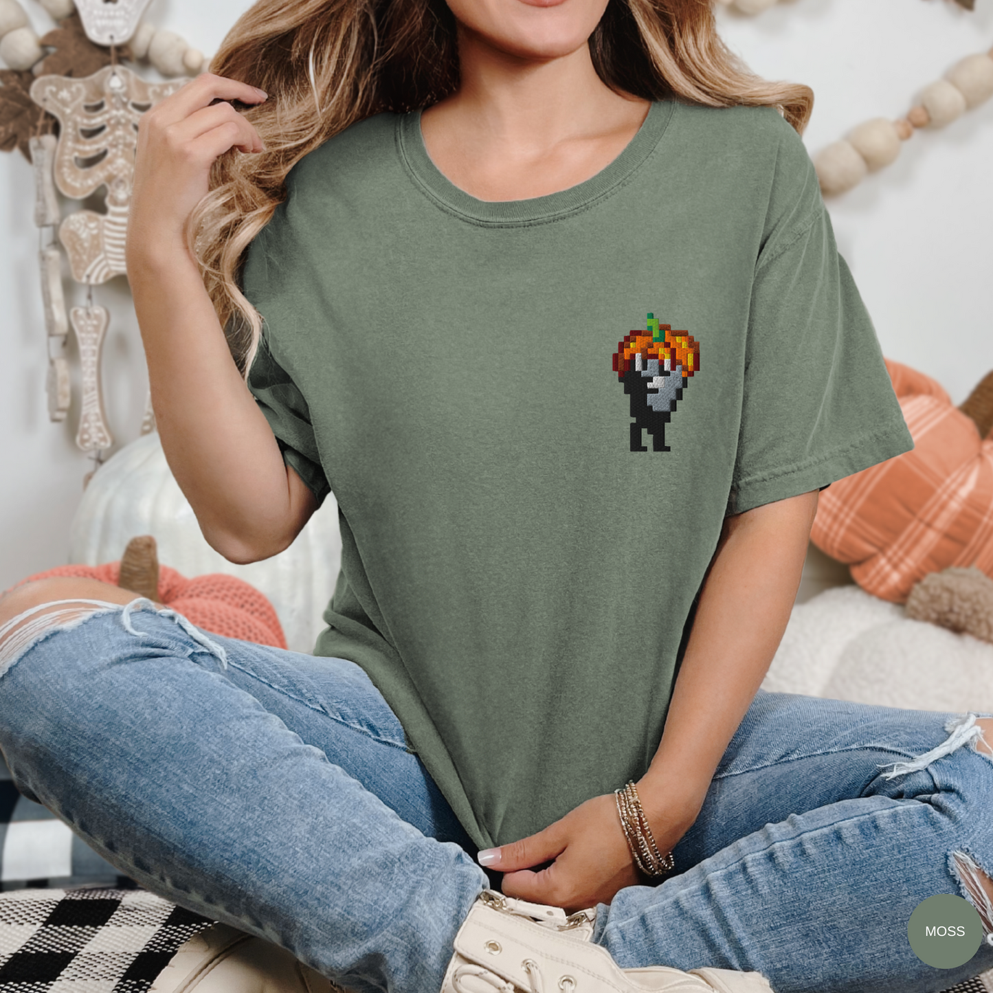 Embroidered Pumpkin Hat Krobus Tee