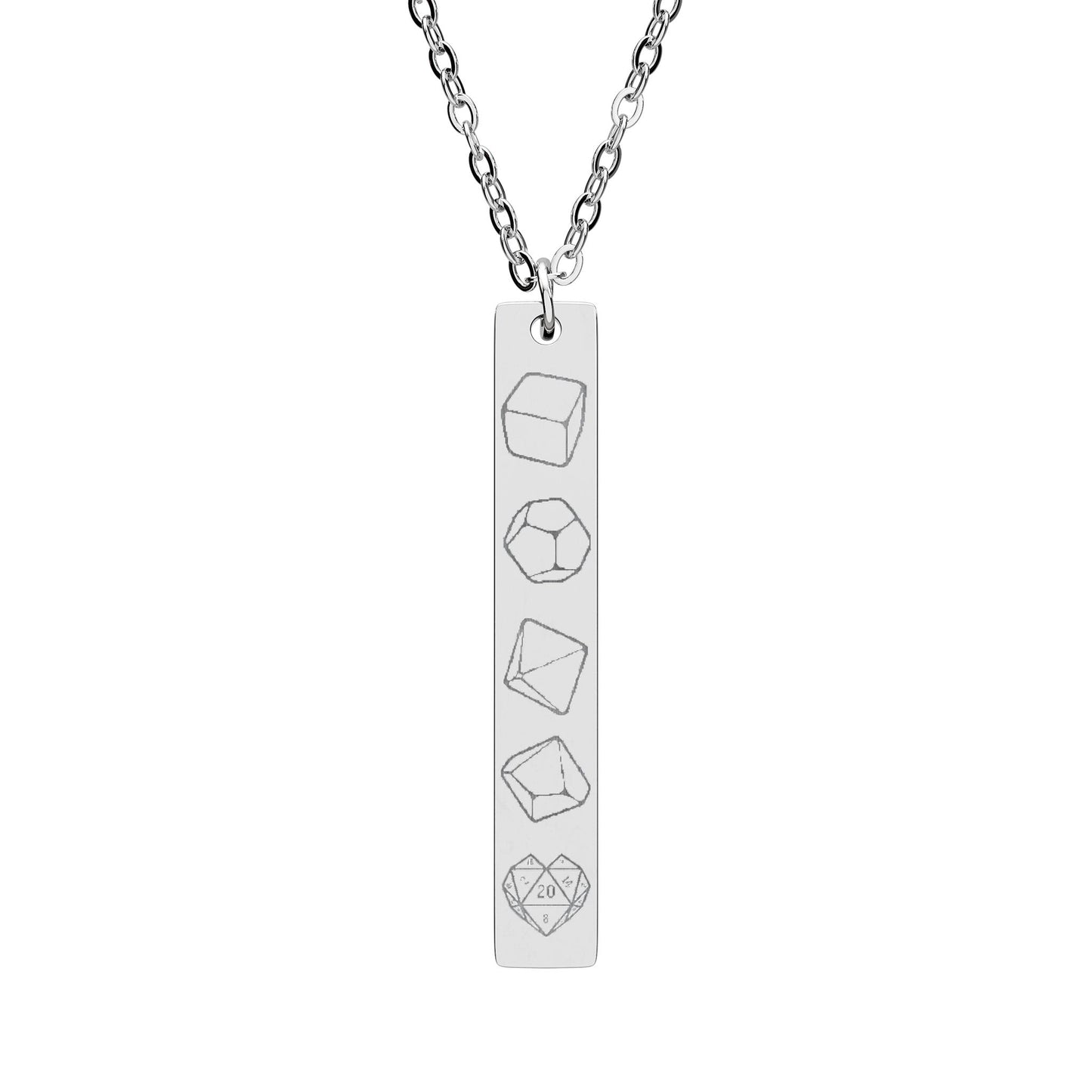 Engraved Vertical Bar Necklace — Personalized Geometric Symbol Pendant