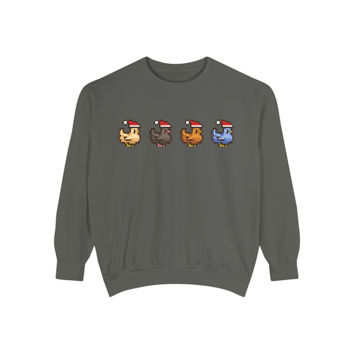 Stardew Valley Inspired Christmas Pixel Chickens Sweatshirt | Comfort Colors®