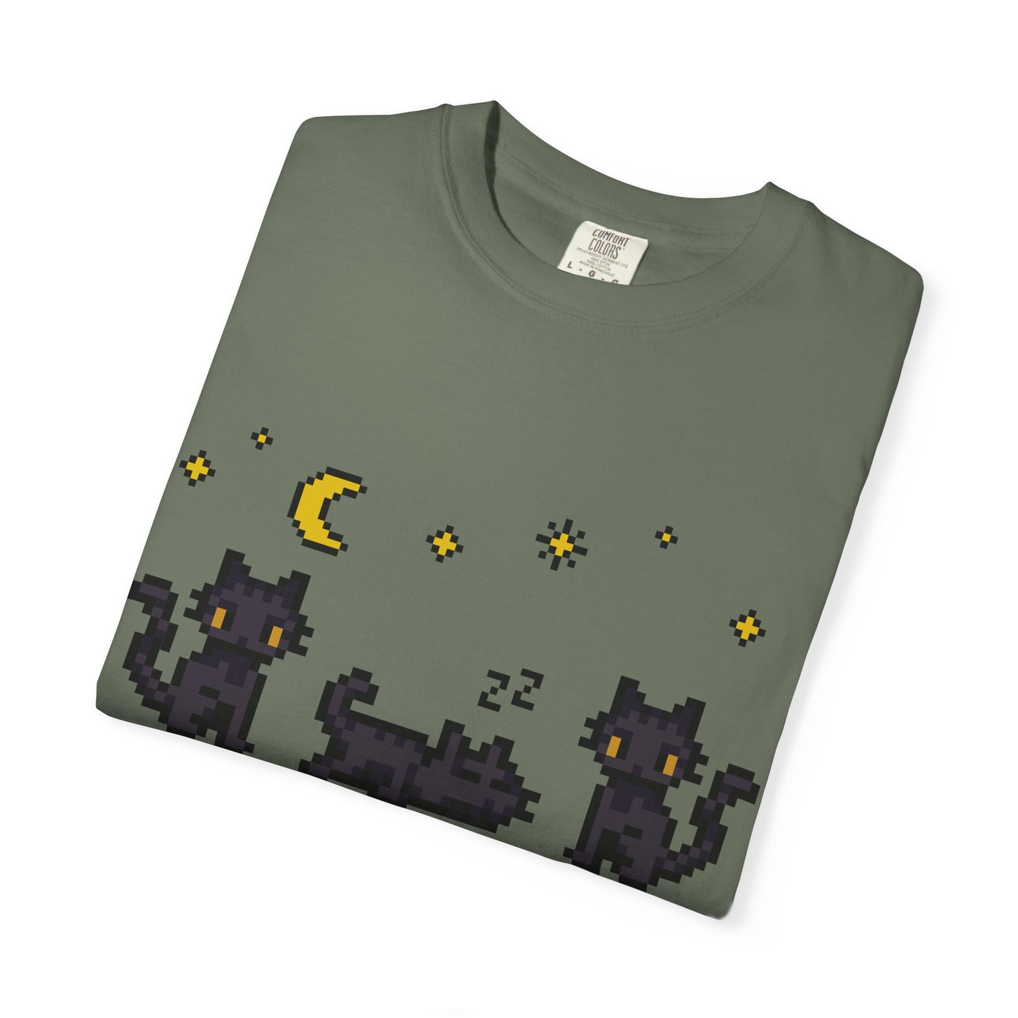 Black Cat Night Pixel Tee