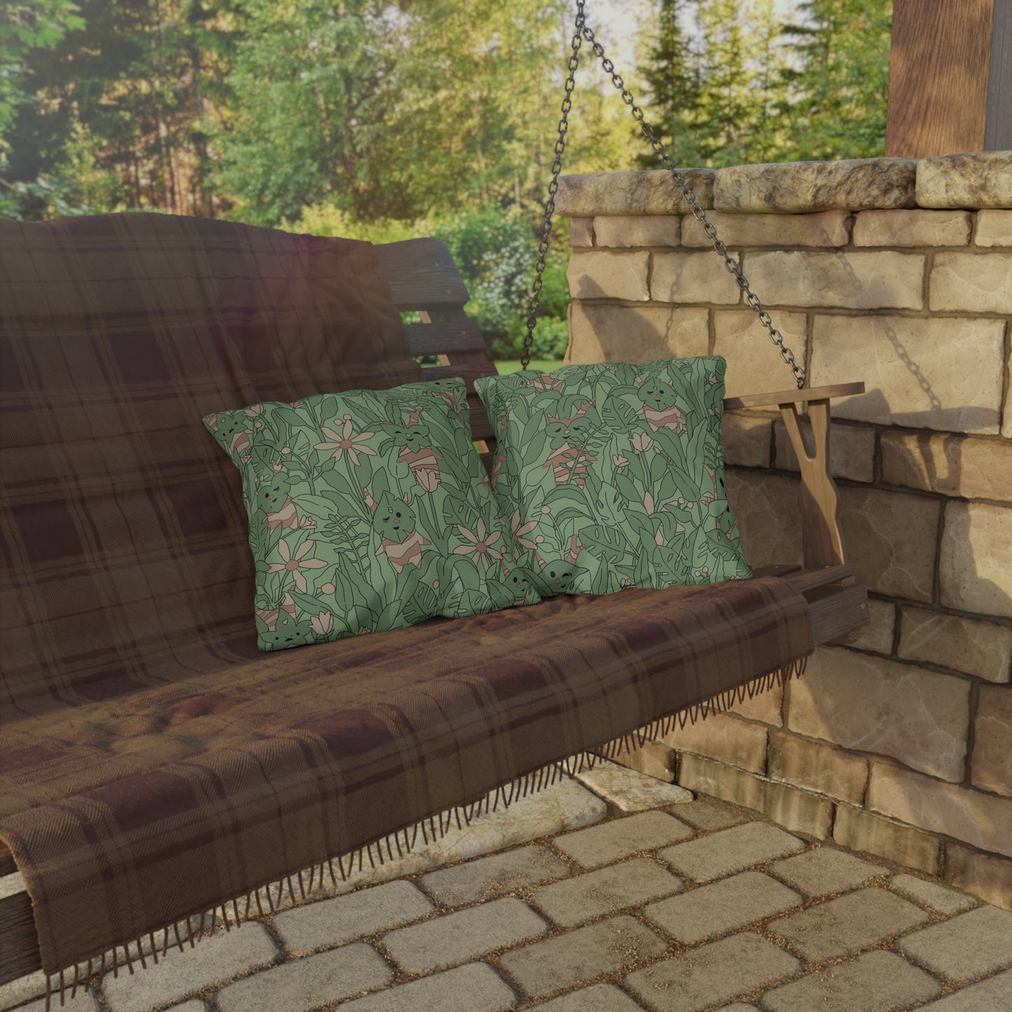 Korok in Leaves Outdoor Pillow