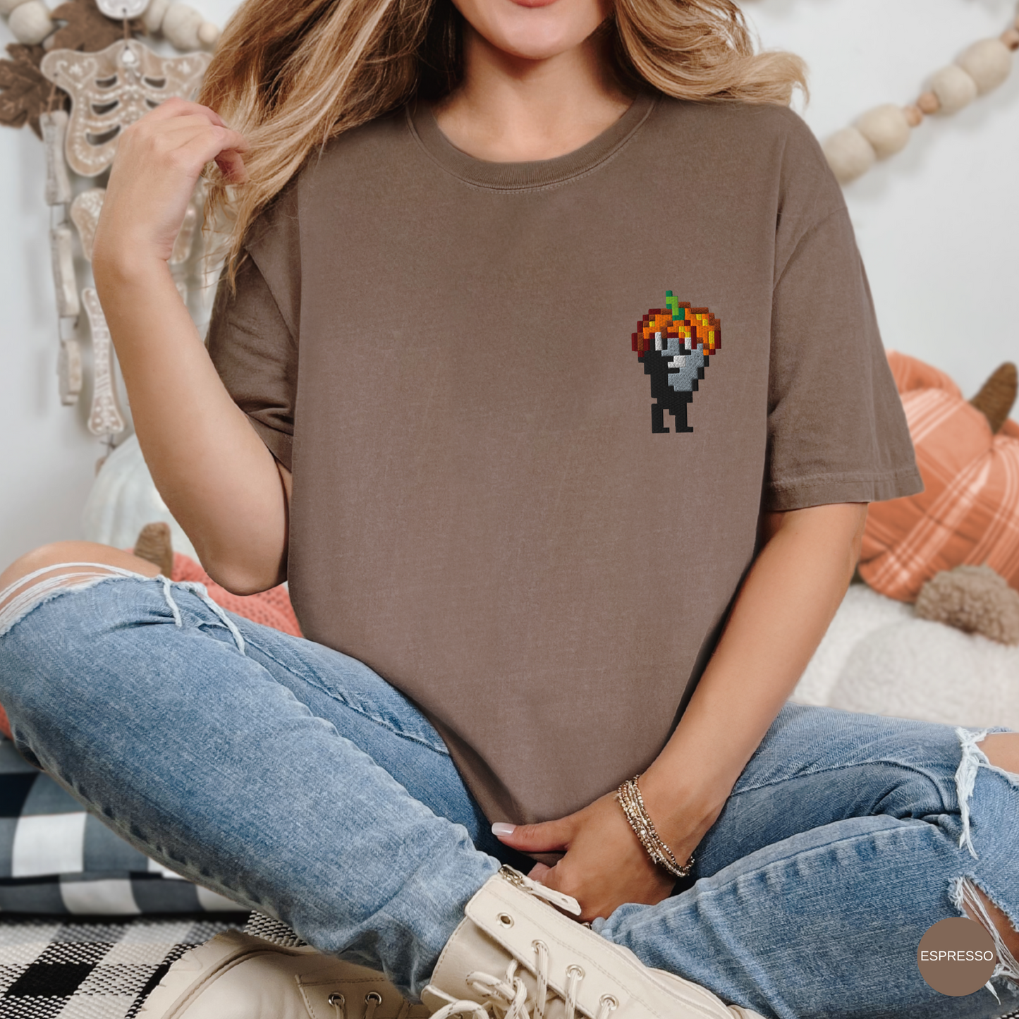 Embroidered Pumpkin Hat Krobus Tee