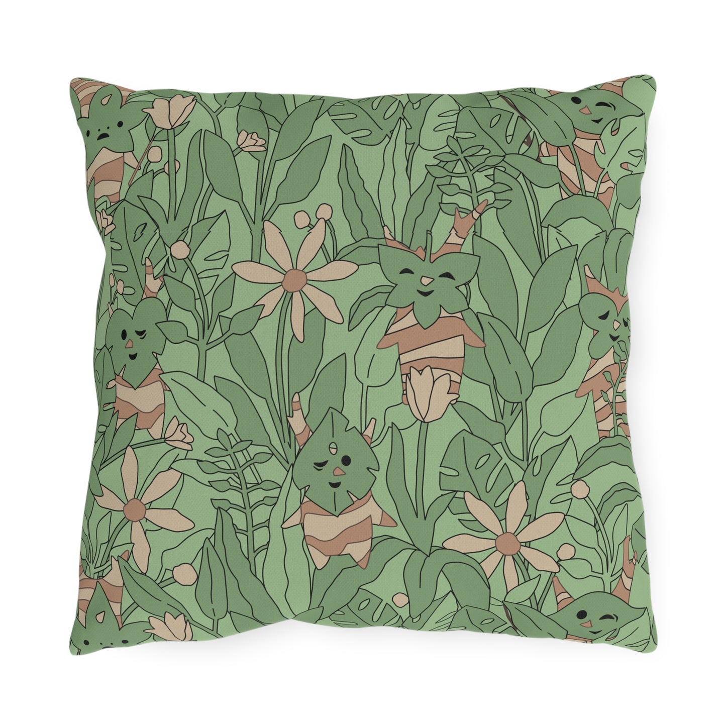 Korok in Leaves Outdoor Pillow