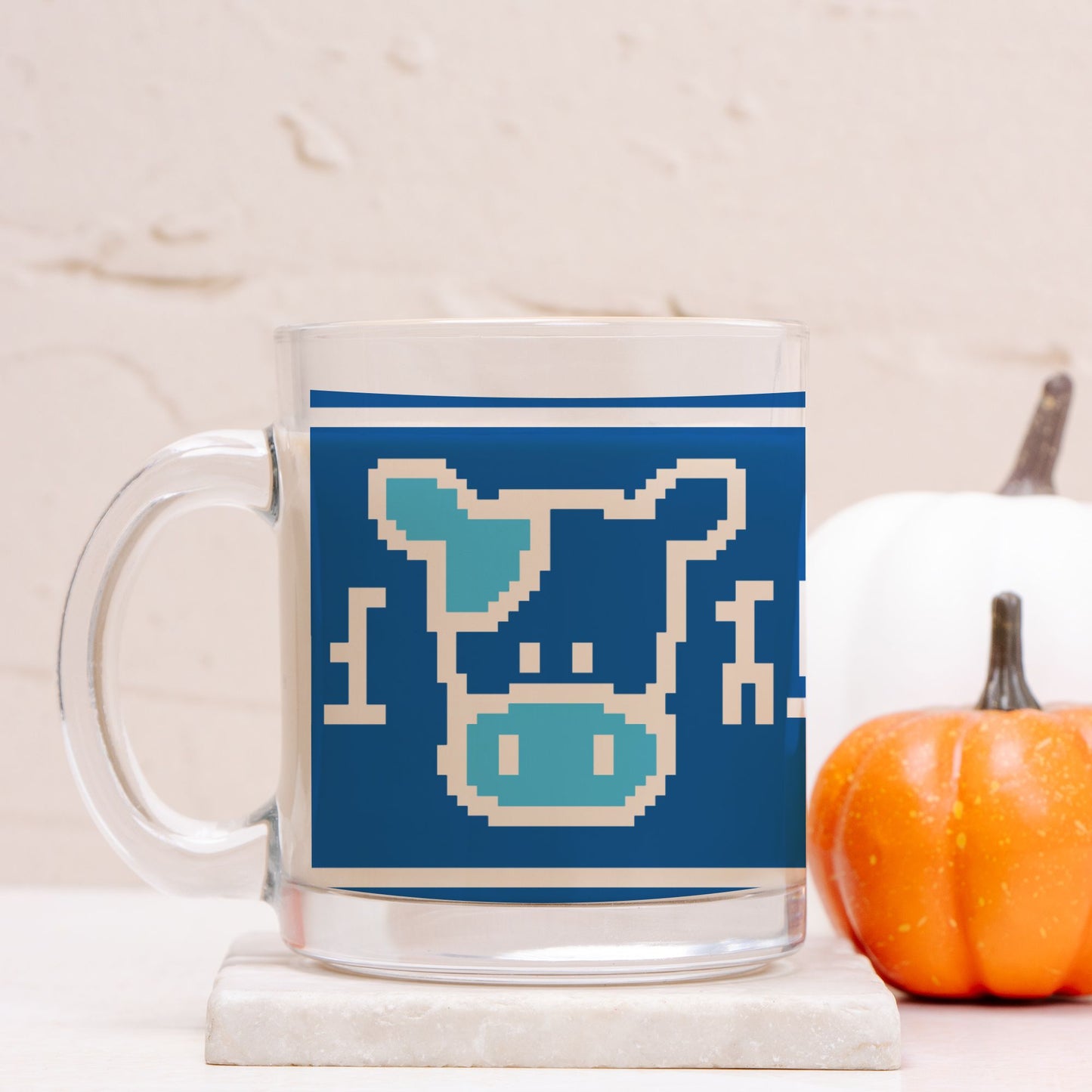 Blue Cow Glass Mug