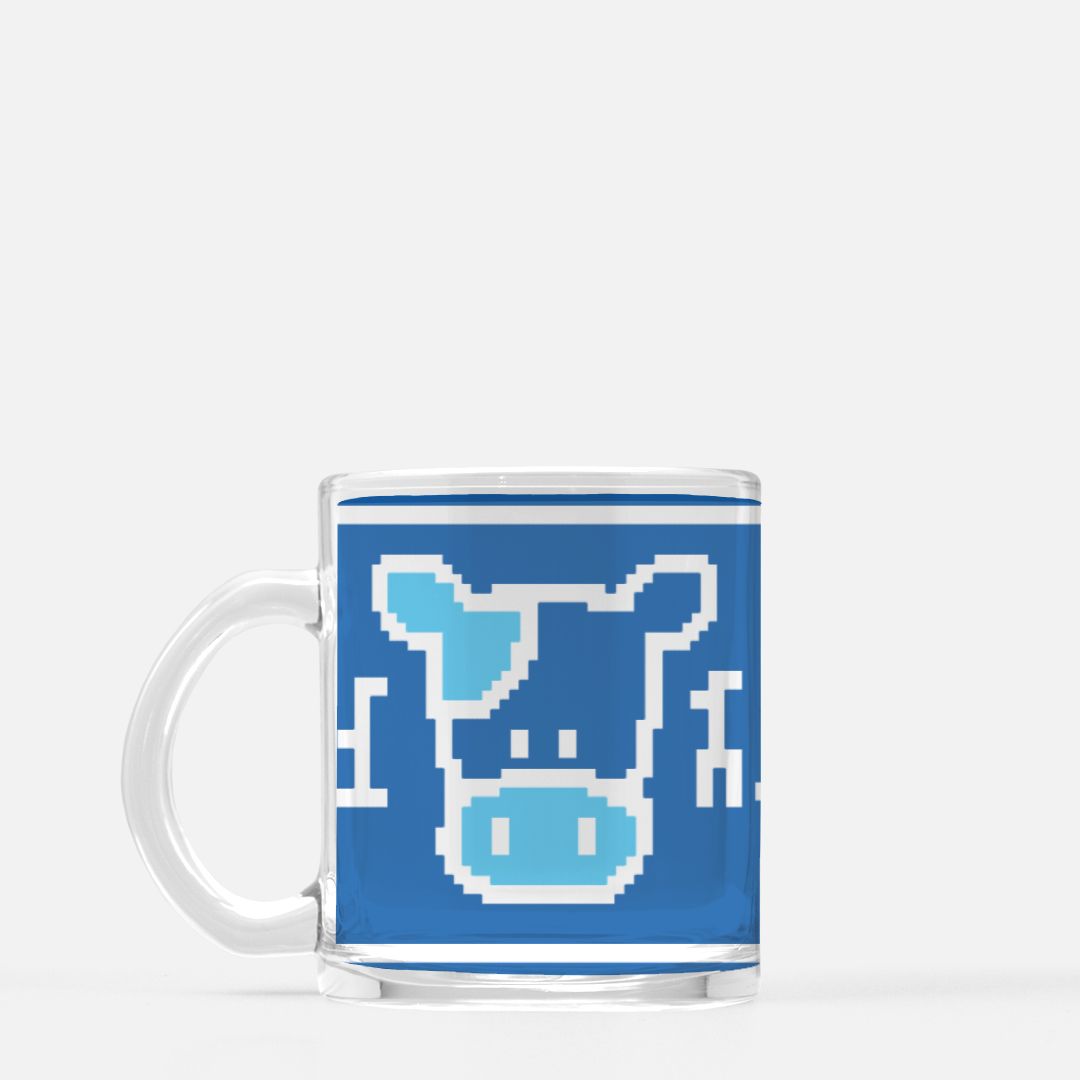 Blue Cow Glass Mug
