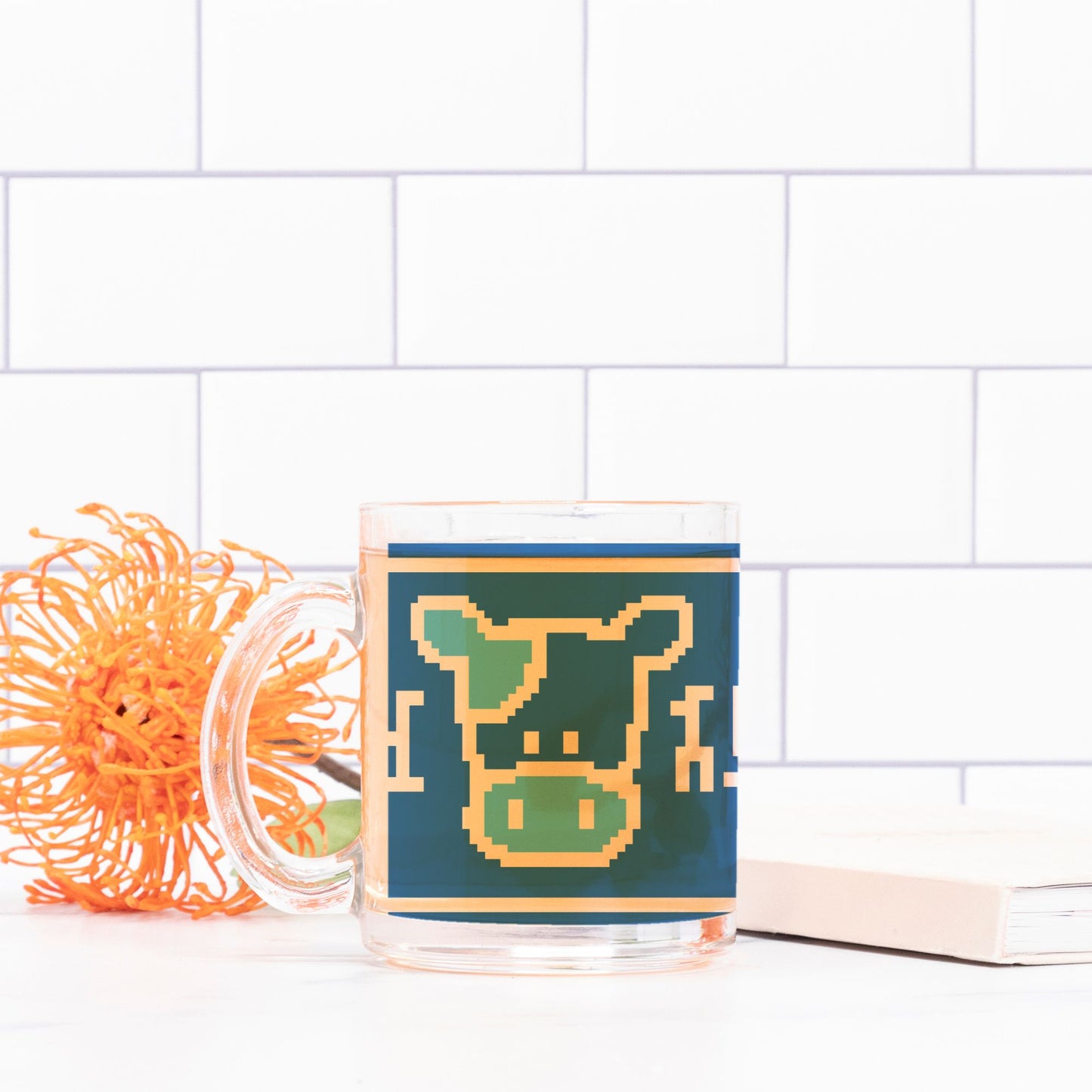 Blue Cow Glass Mug