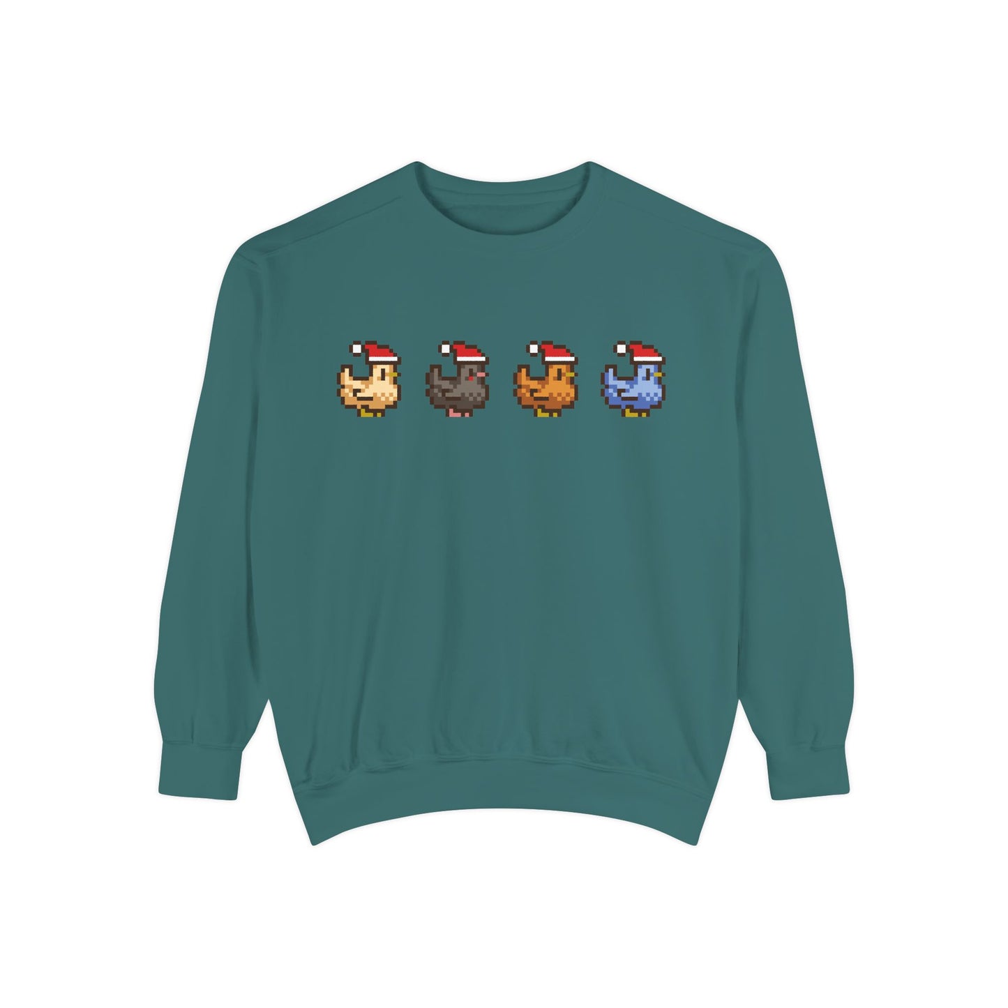 Stardew Valley Inspired Christmas Pixel Chickens Sweatshirt | Comfort Colors®