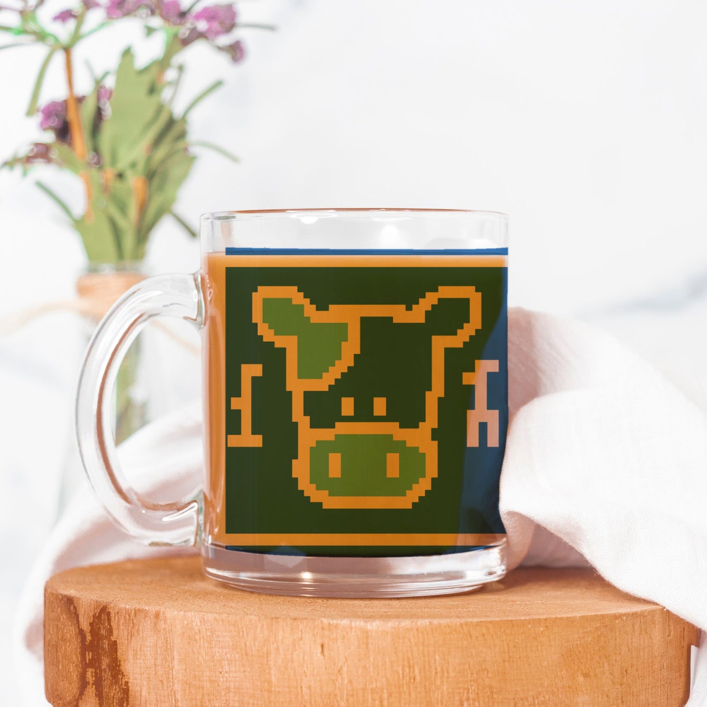 Blue Cow Glass Mug