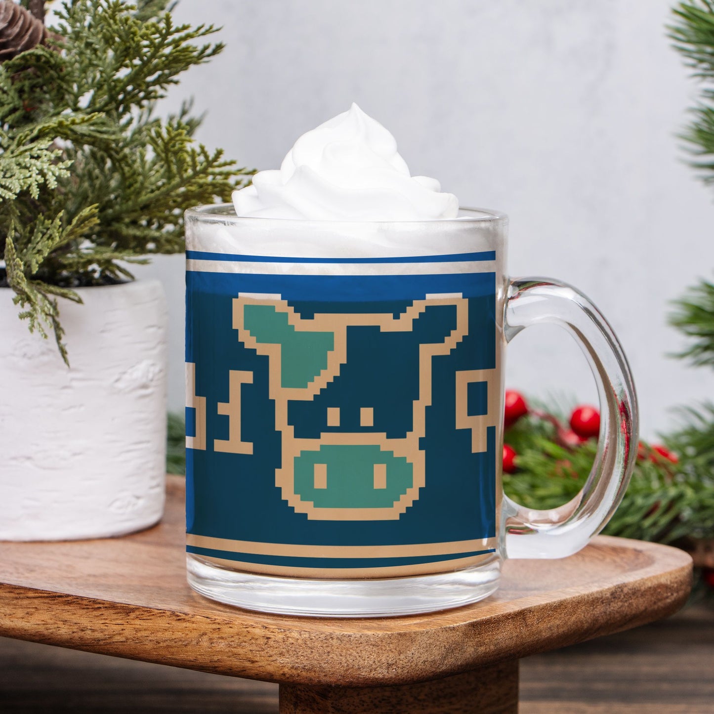 Blue Cow Glass Mug