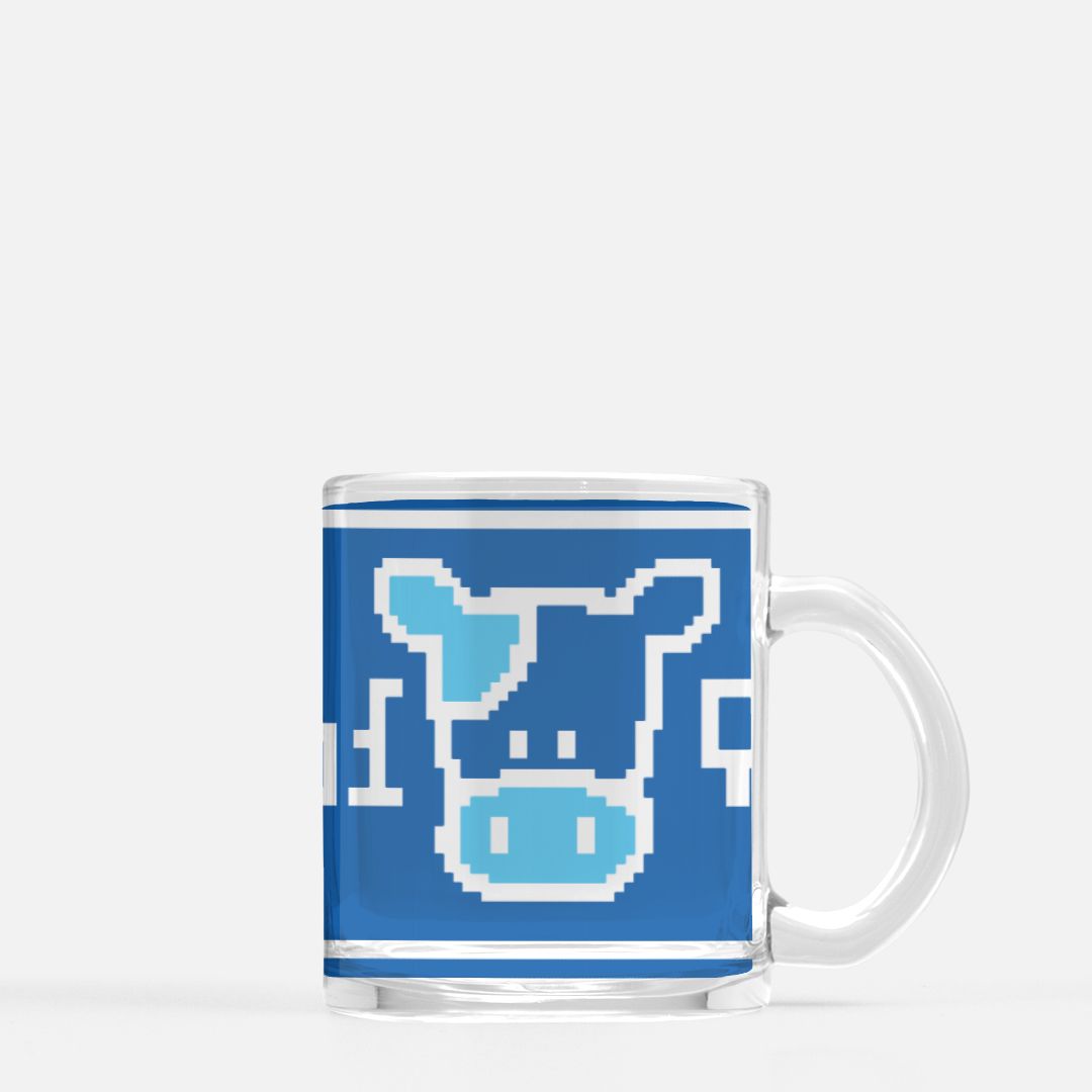 Blue Cow Glass Mug