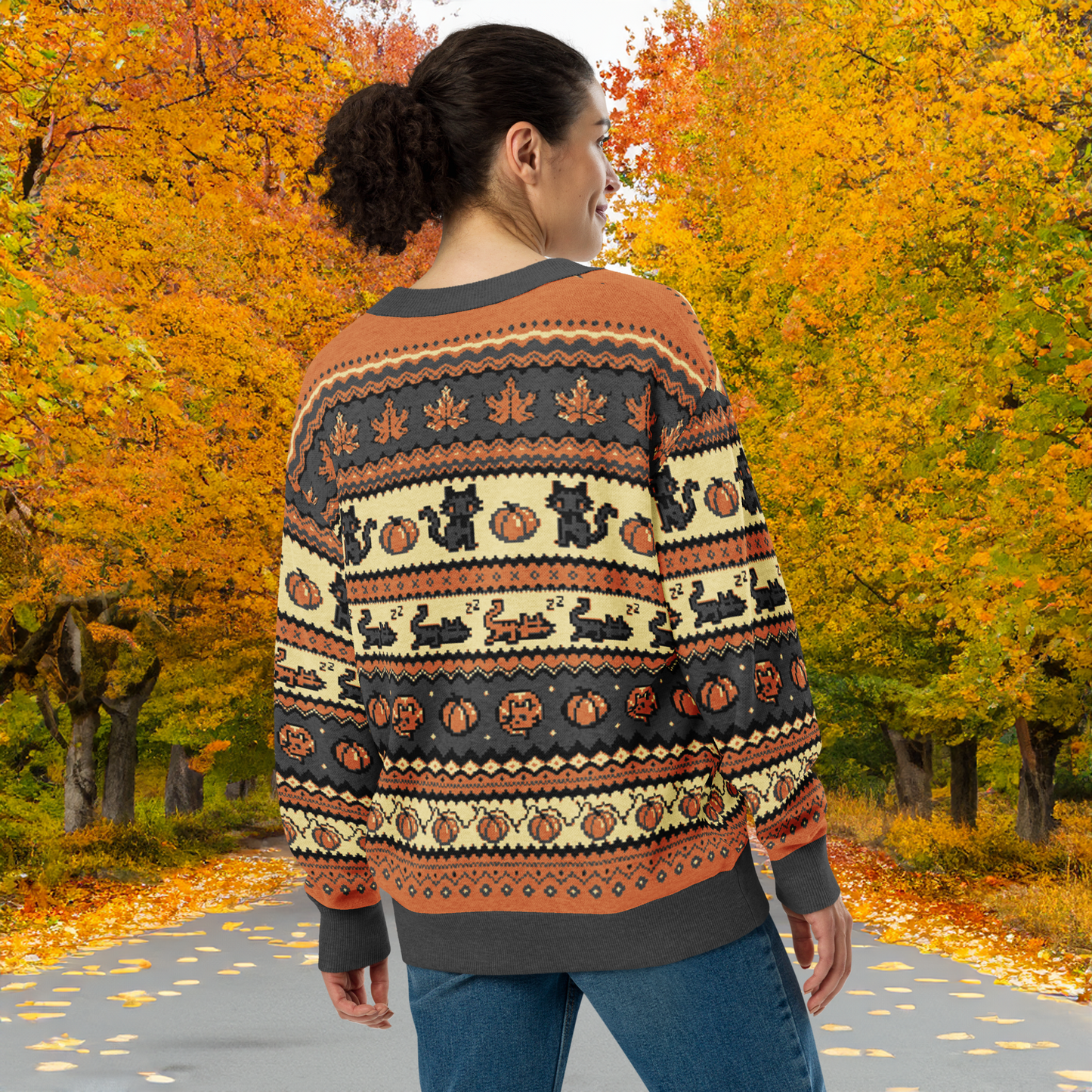 Fall Pixel Kitties Cardigan