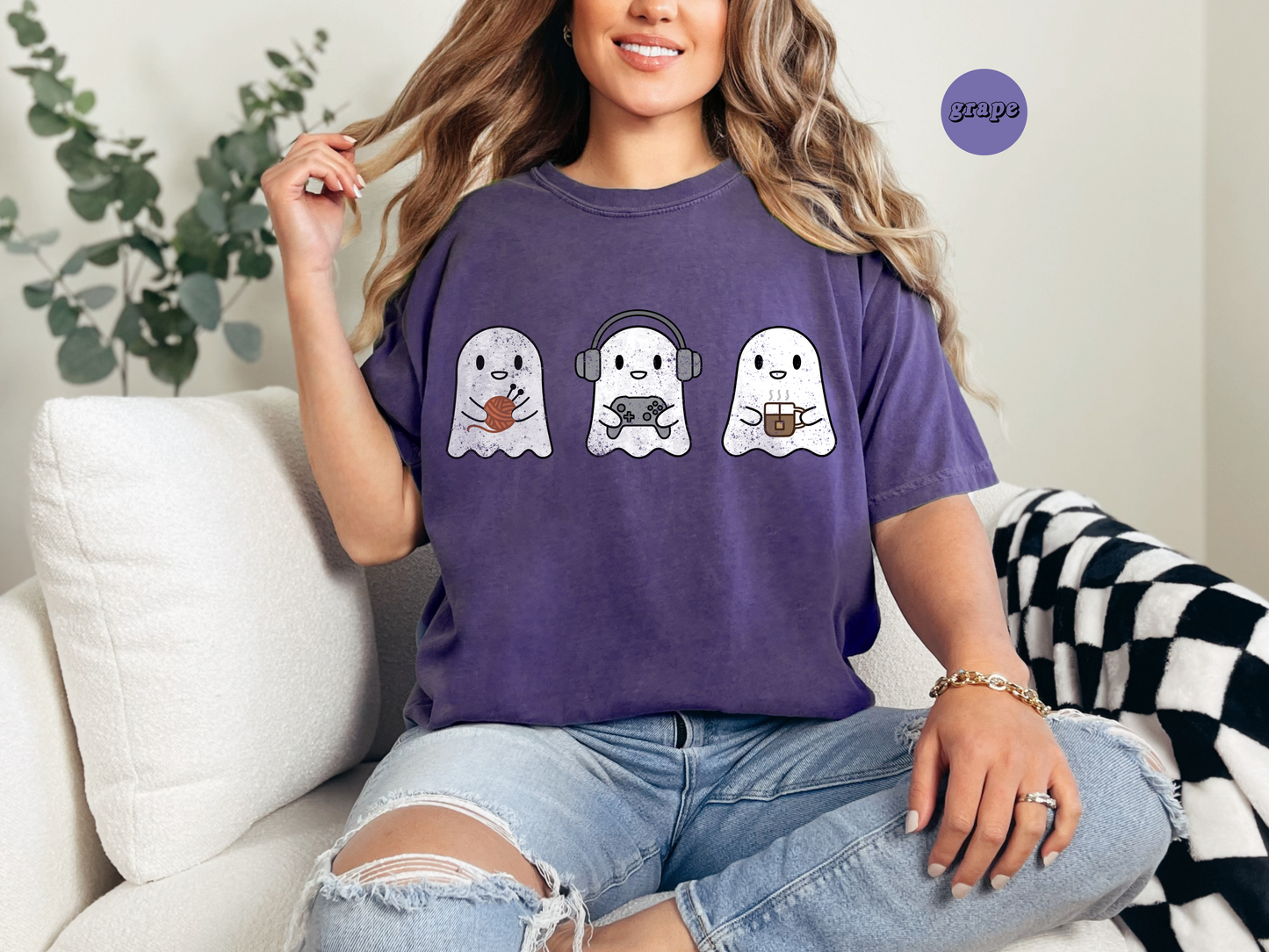 Cozy Gaming Ghosts Knitting T-Shirt