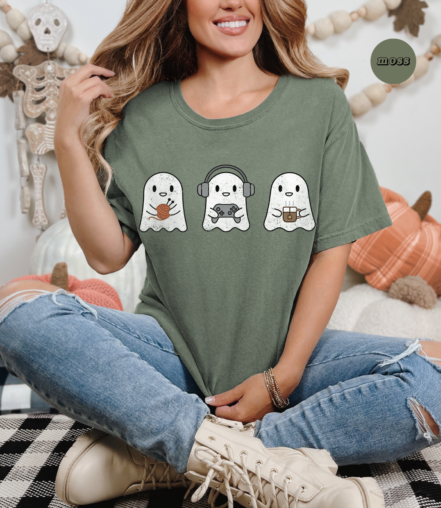 Cozy Gaming Ghosts Knitting T-Shirt
