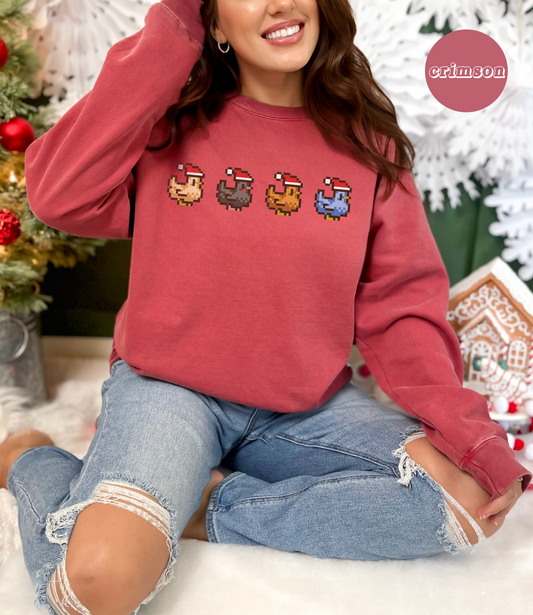 Christmas Pixel Chickens Sweatshirt
