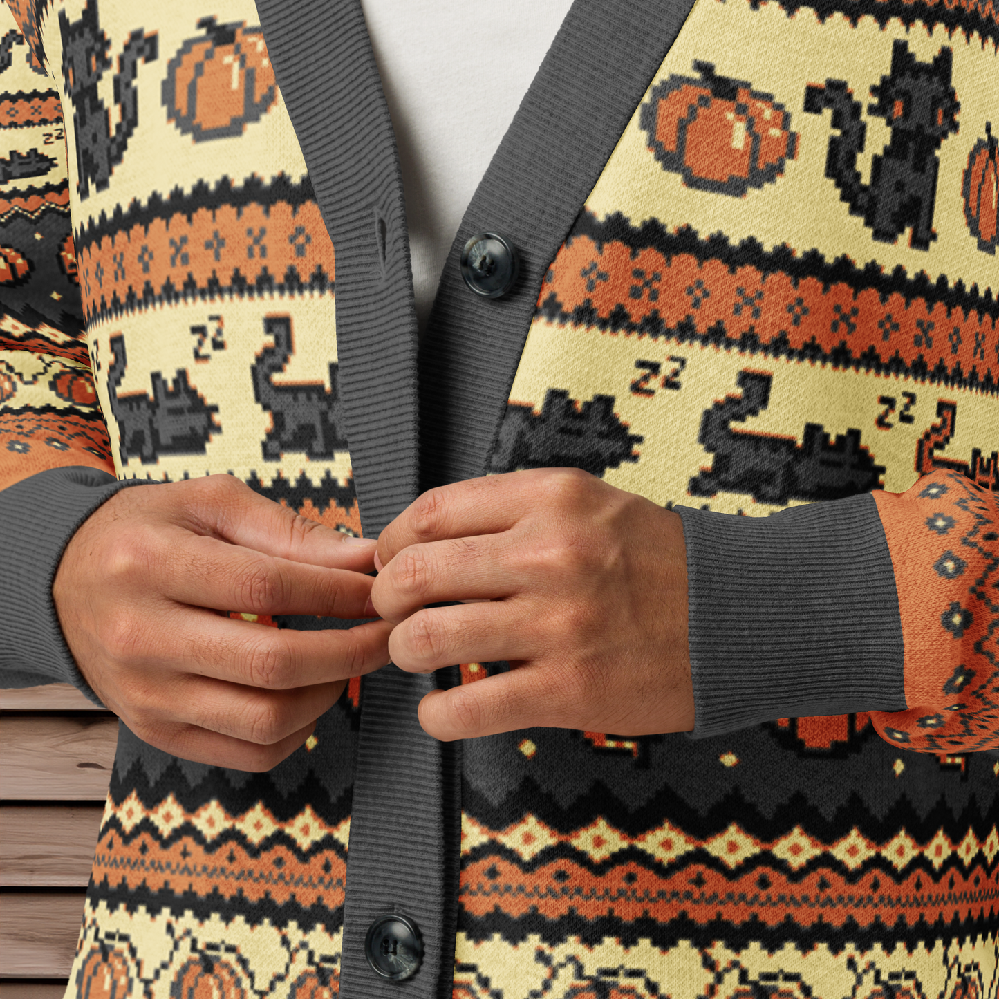 Fall Pixel Kitties Cardigan