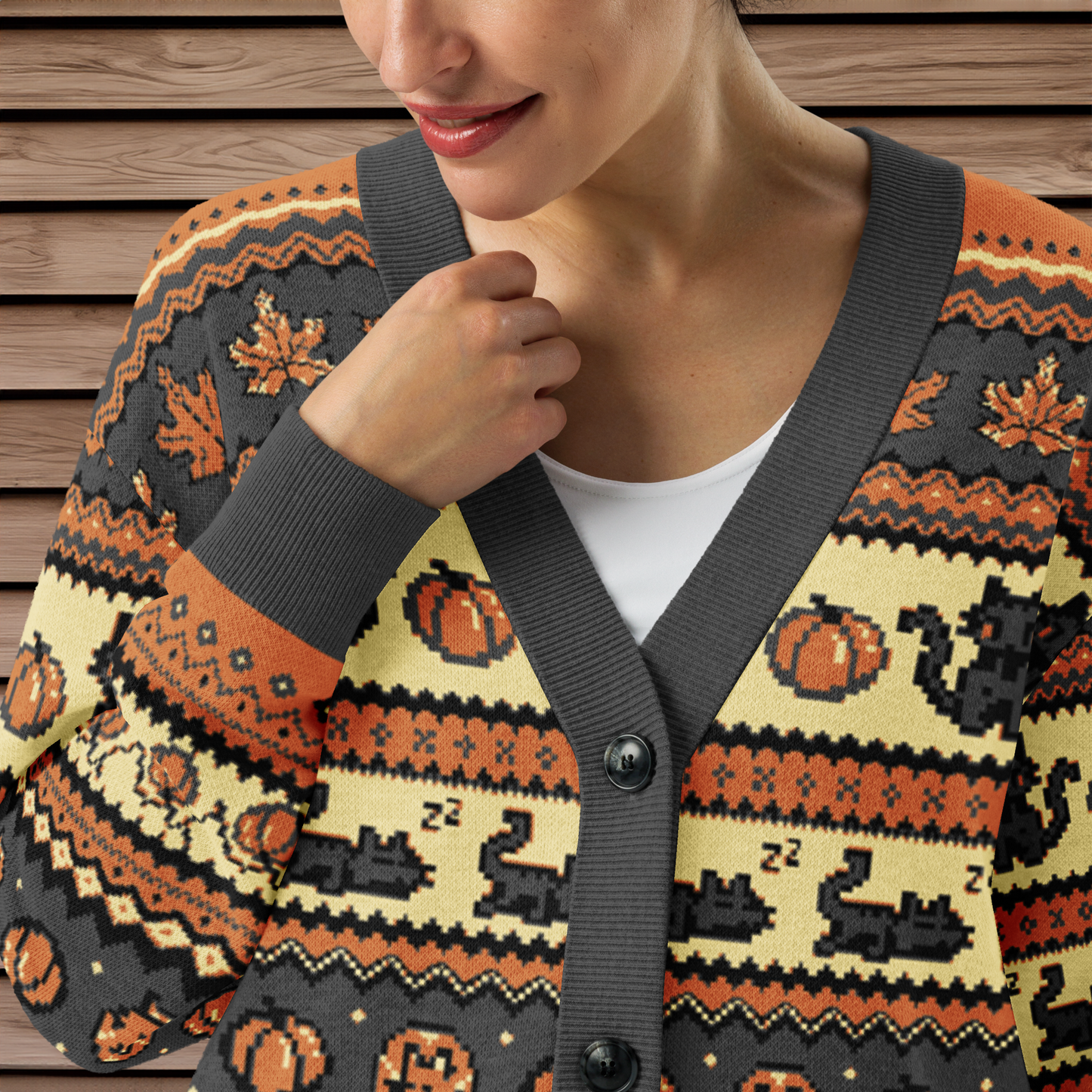 Fall Pixel Kitties Cardigan