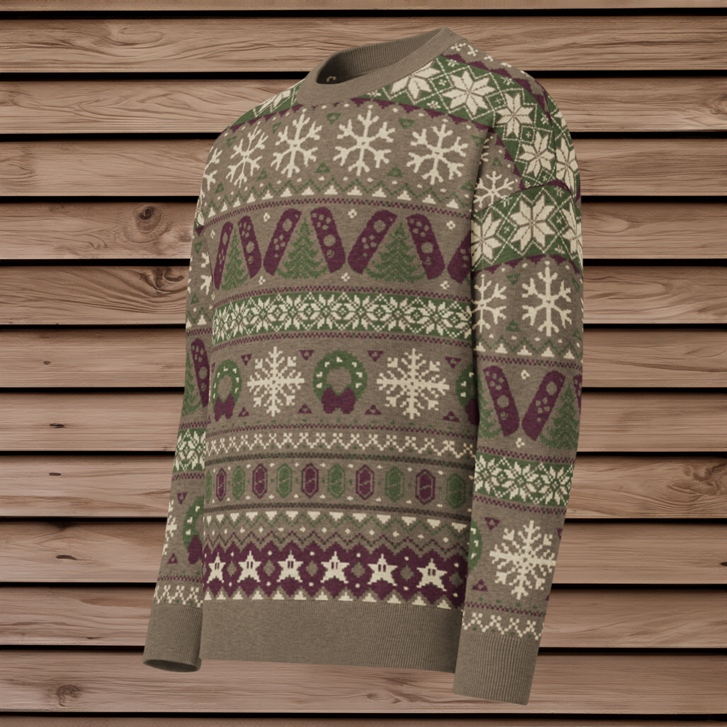 Brown Cozy Gaming Fairaisle Christmas Sweater