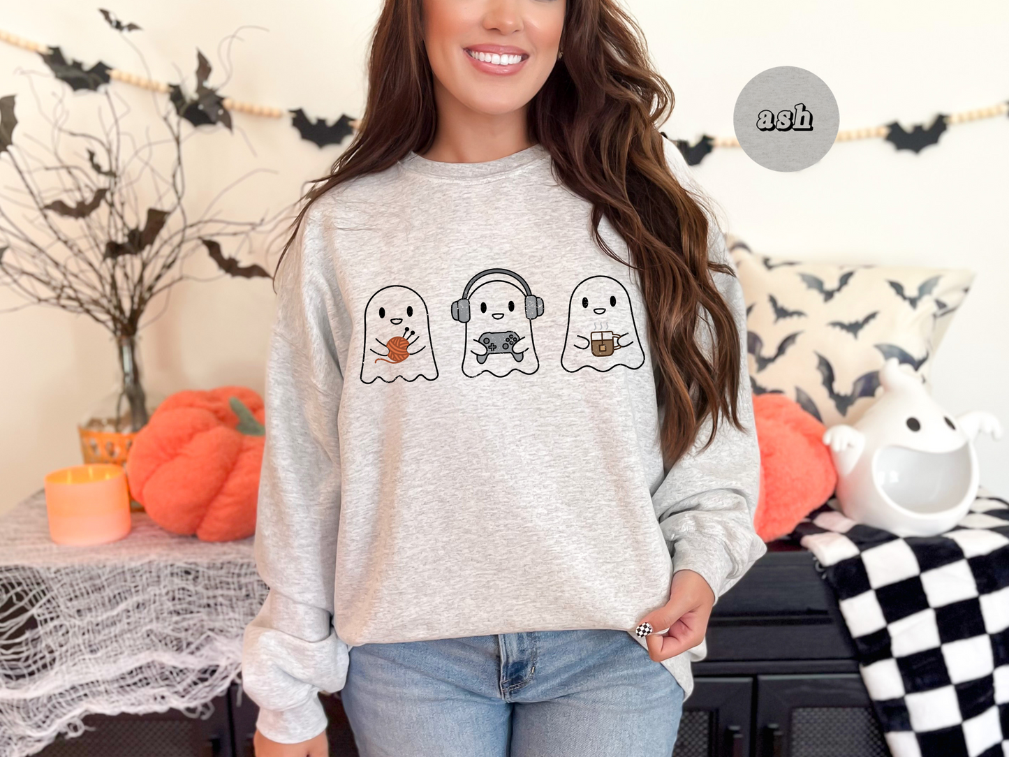 Cozy Gaming Ghosts Knitting Crewneck