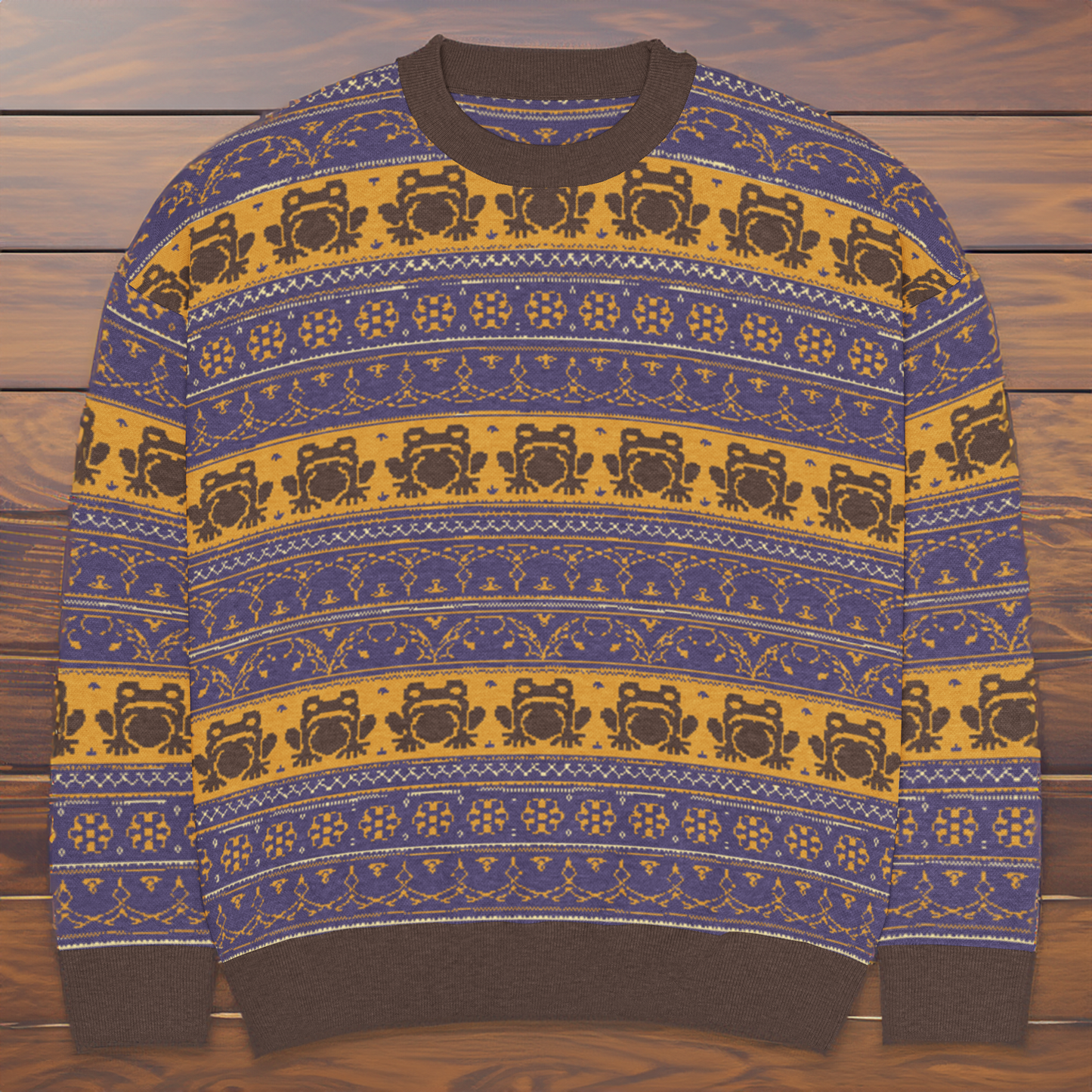 Chocolate Ornate Frogs Sweater