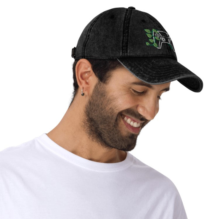 PS5 Leaf Embroidered Denim Cap