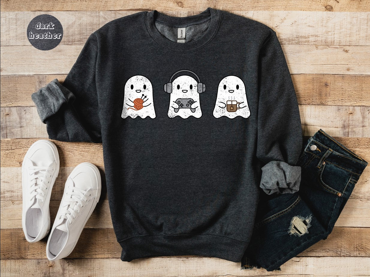 Cozy Gaming Ghosts Knitting Crewneck