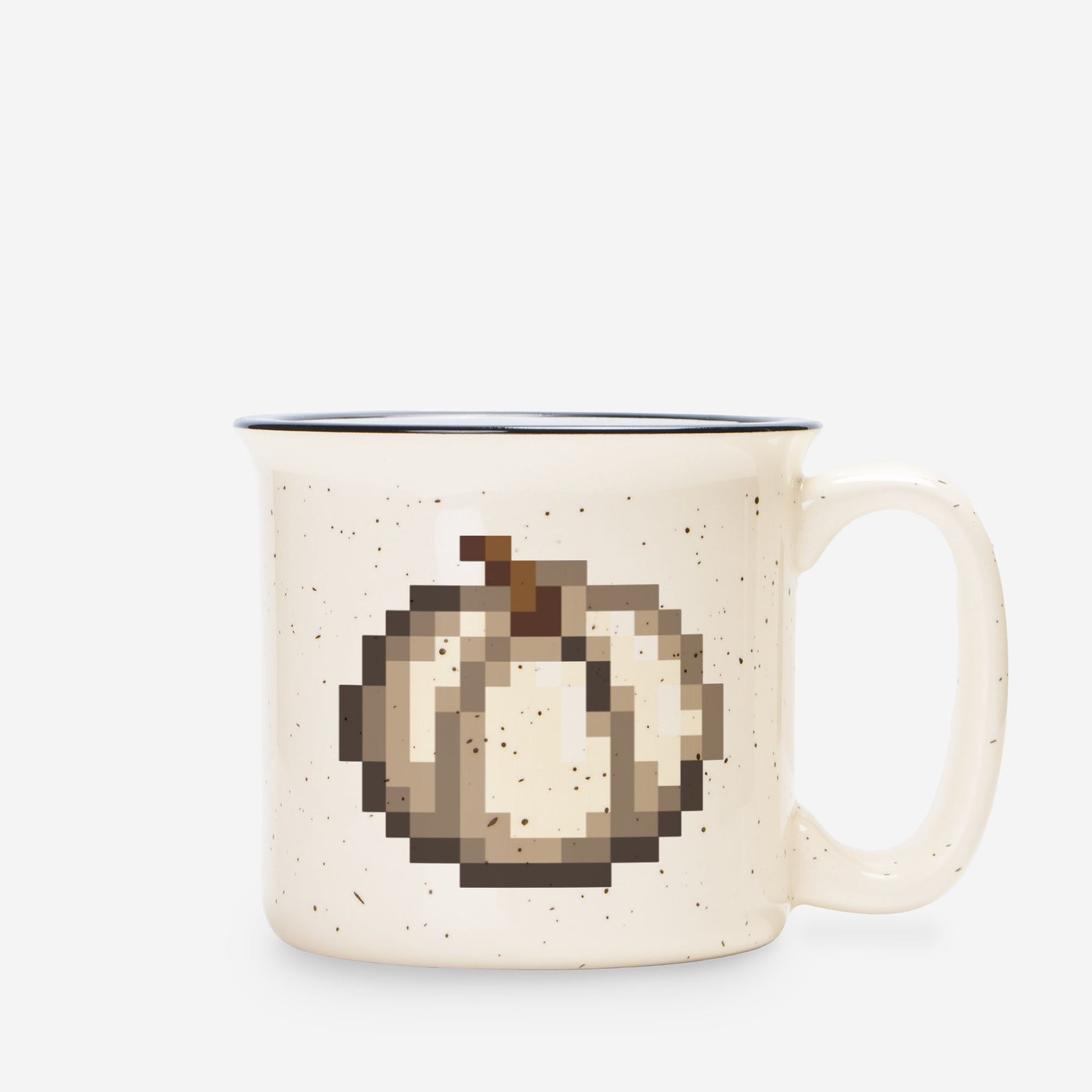 White Pixel Pumpkin Ceramic Camp Mug