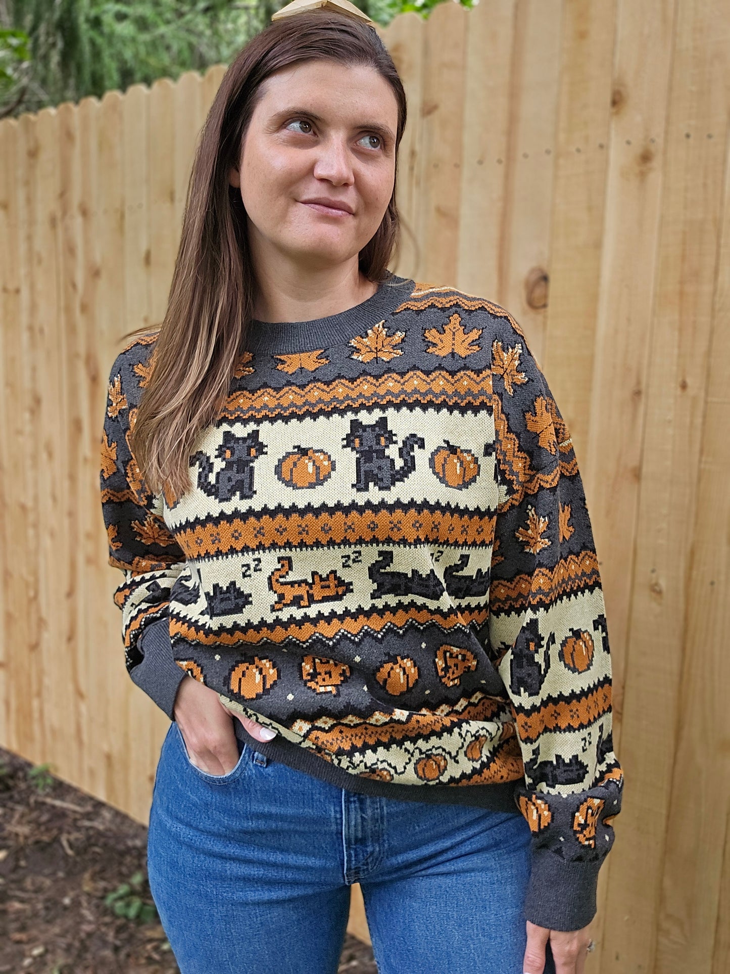 Fall Pixel Kitties Sweater