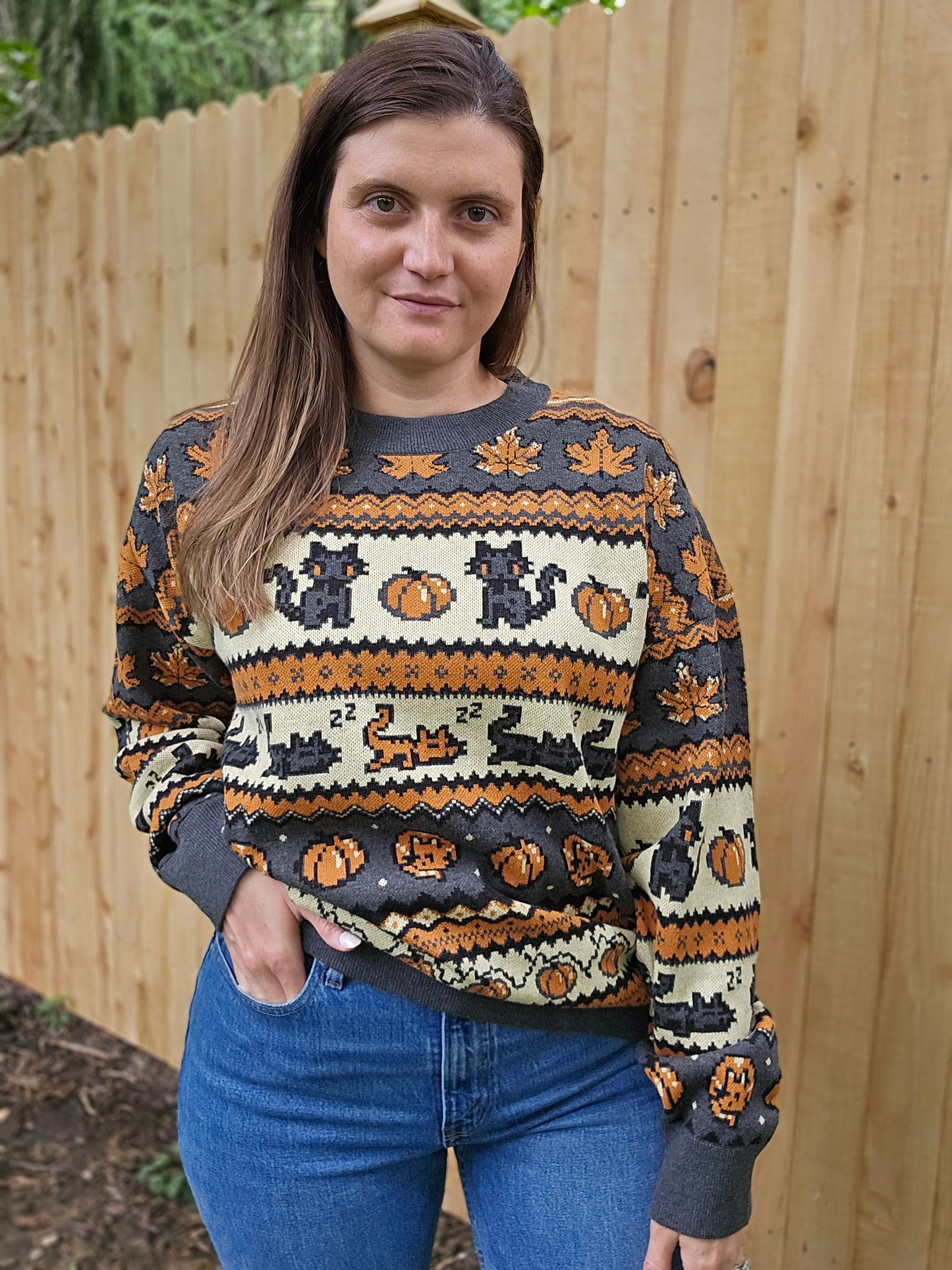 Fall Pixel Kitties Sweater