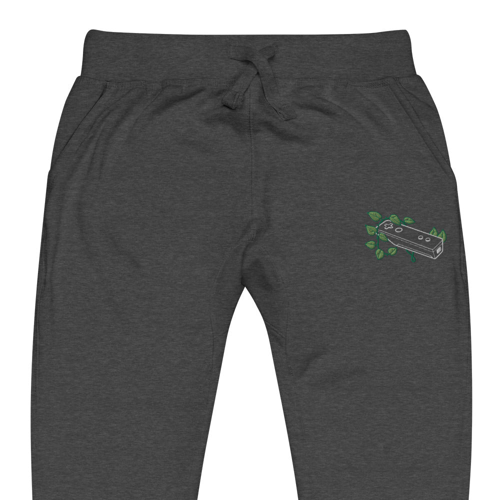 Wii Leaf Embroidered Unisex Fleece Sweatpants