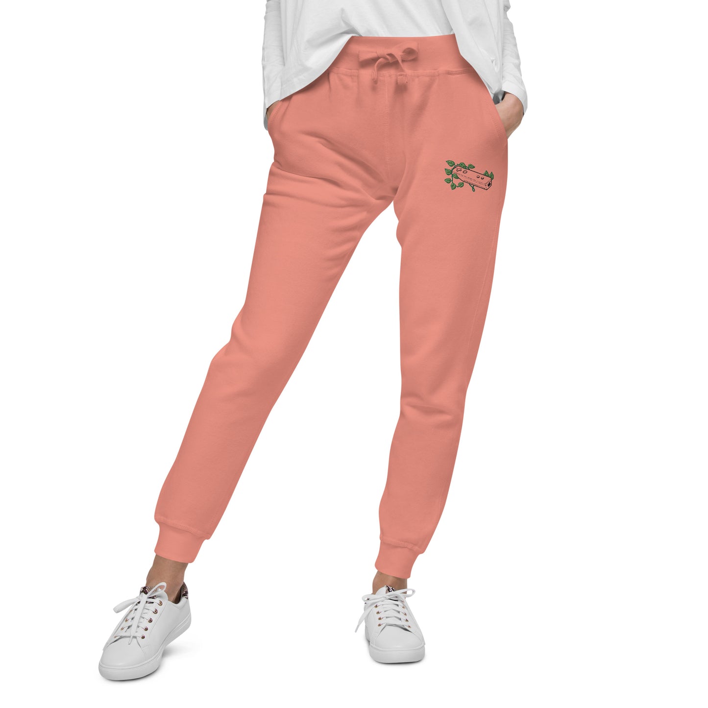Wii Leaf Embroidered Unisex Fleece Sweatpants