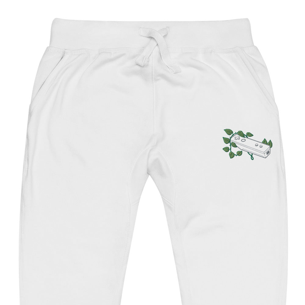 Wii Leaf Embroidered Unisex Fleece Sweatpants