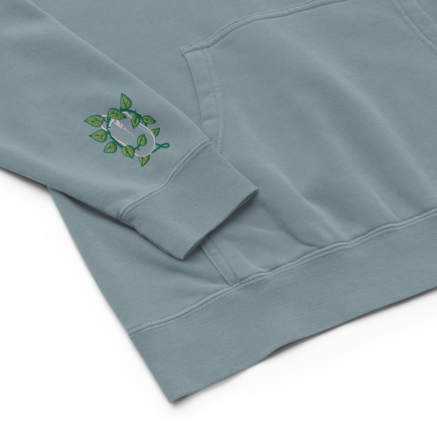 PS5 Leaf Embroidered Vintage Pullover Hoodie
