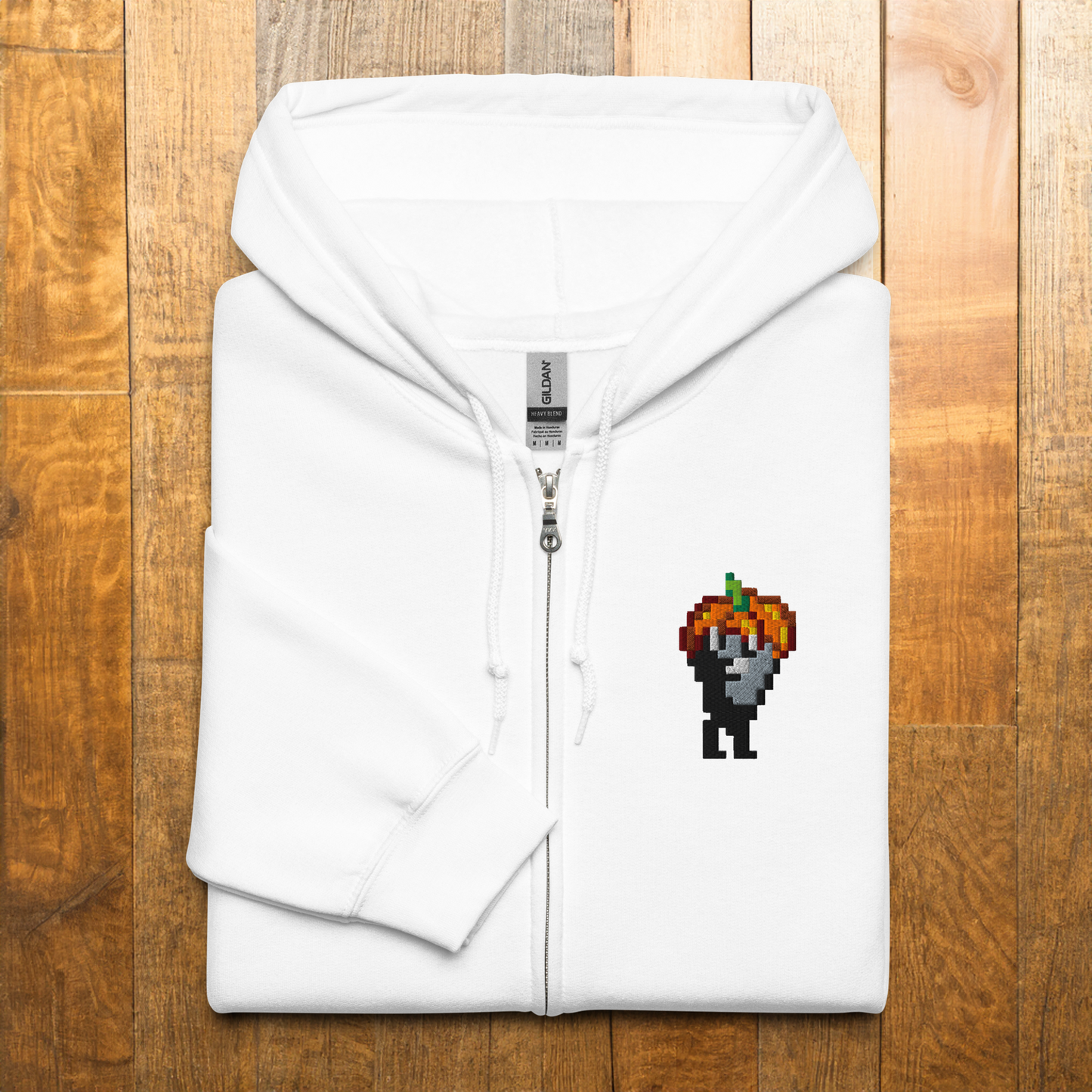Embroidered Pumpkin Hat Krobus Zip Hoodie