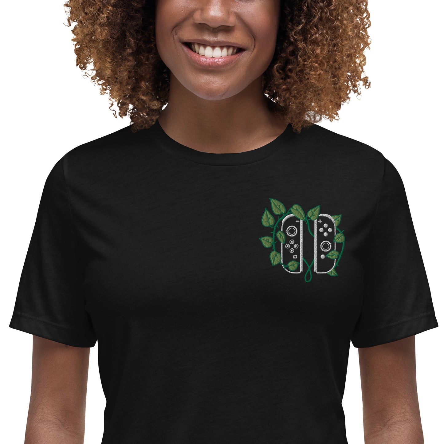 Joy Con Leaf Embroidered Women's T-Shirt