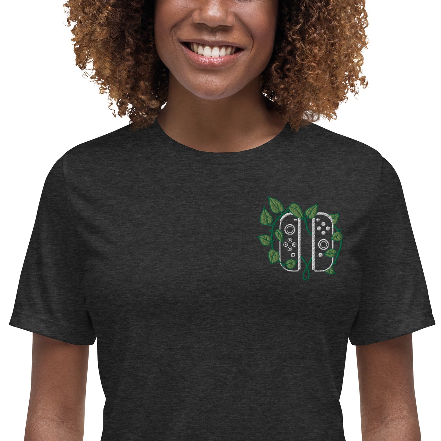 Joy Con Leaf Embroidered Women's T-Shirt