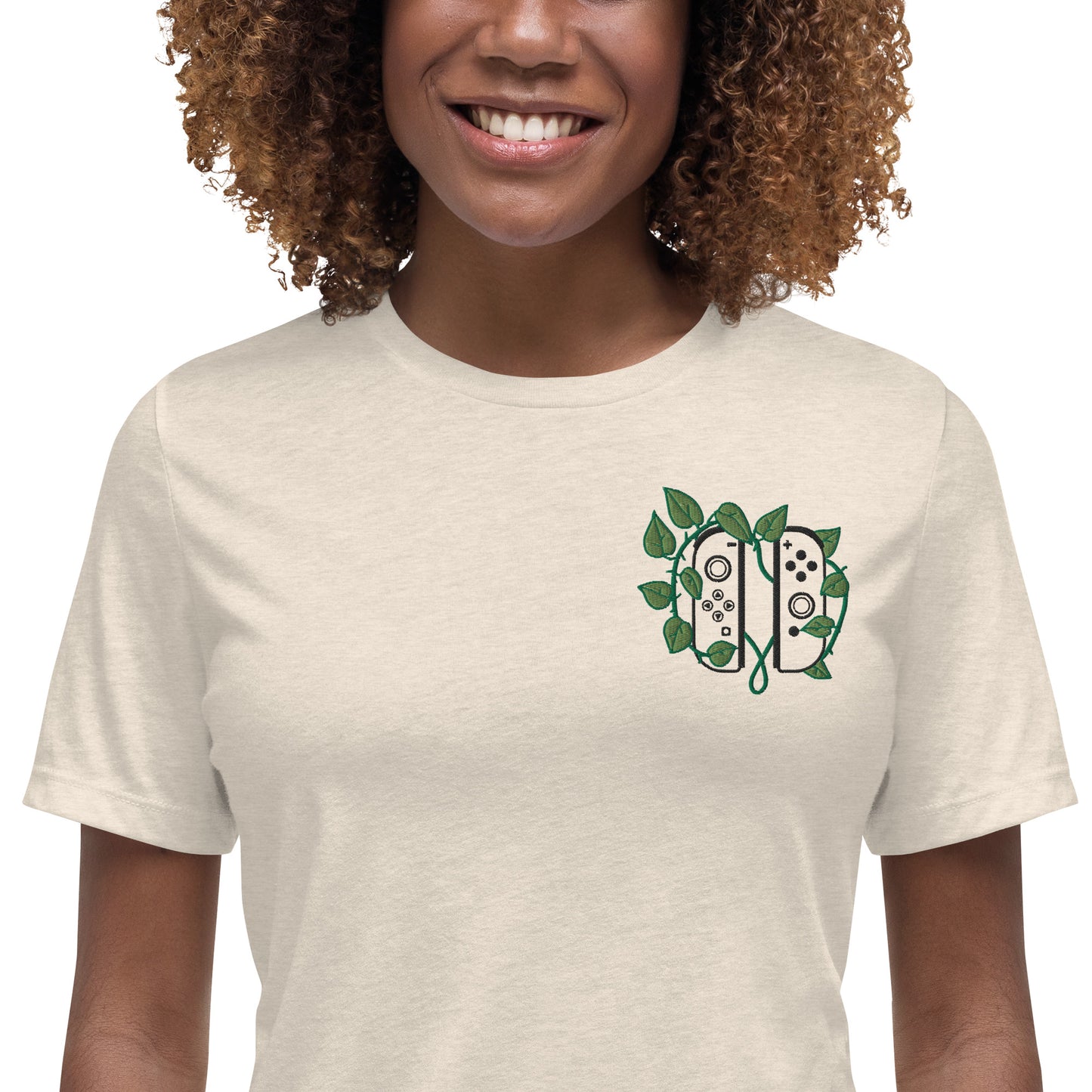 Joy Con Leaf Embroidered Women's T-Shirt