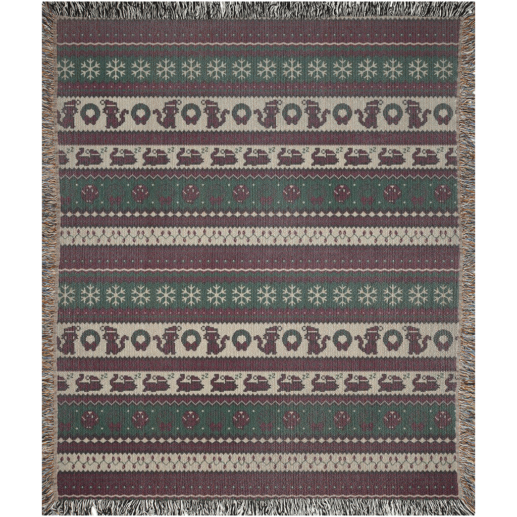 Christmas Pixel Kitties Woven Throw Blanket