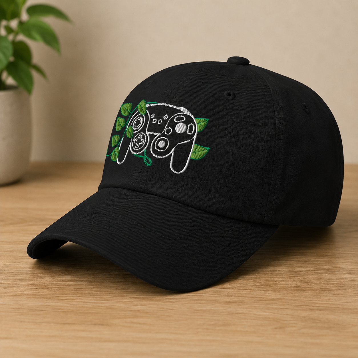 GC Embroidered Game Controller Leaf Dad Hat